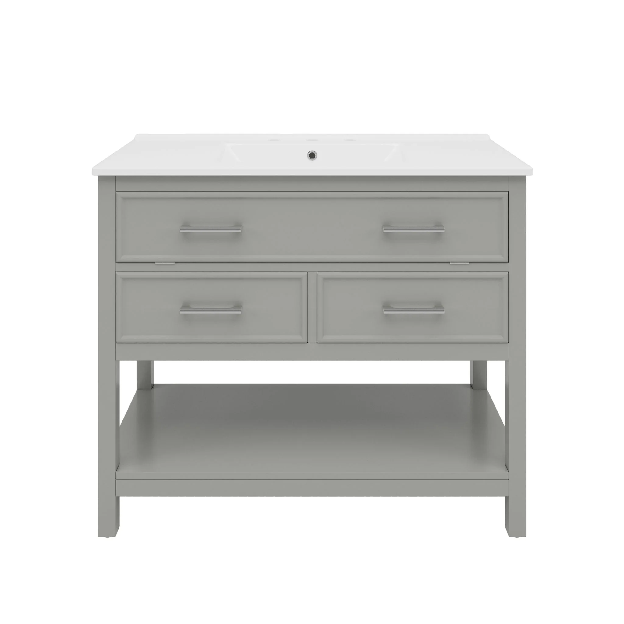 Bathroom Vanity With Ceramic Sink, Tip Out Tray & 2 Full Extension Drawers - Image 2