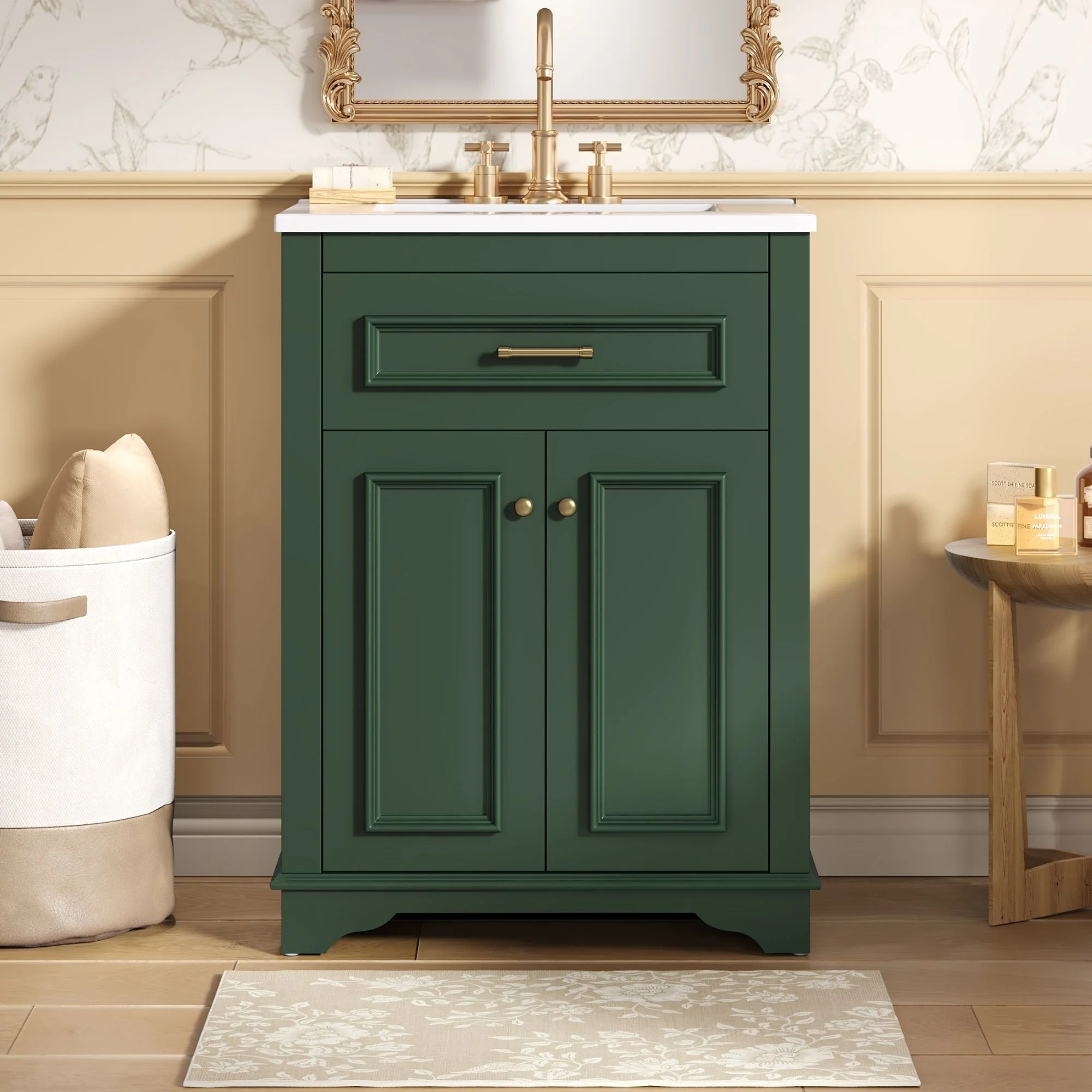 Bathroom Vanity With Integrated Sink, 2 Door Cabinet With Tip Out Drawer, Rectangular Design - Image 8