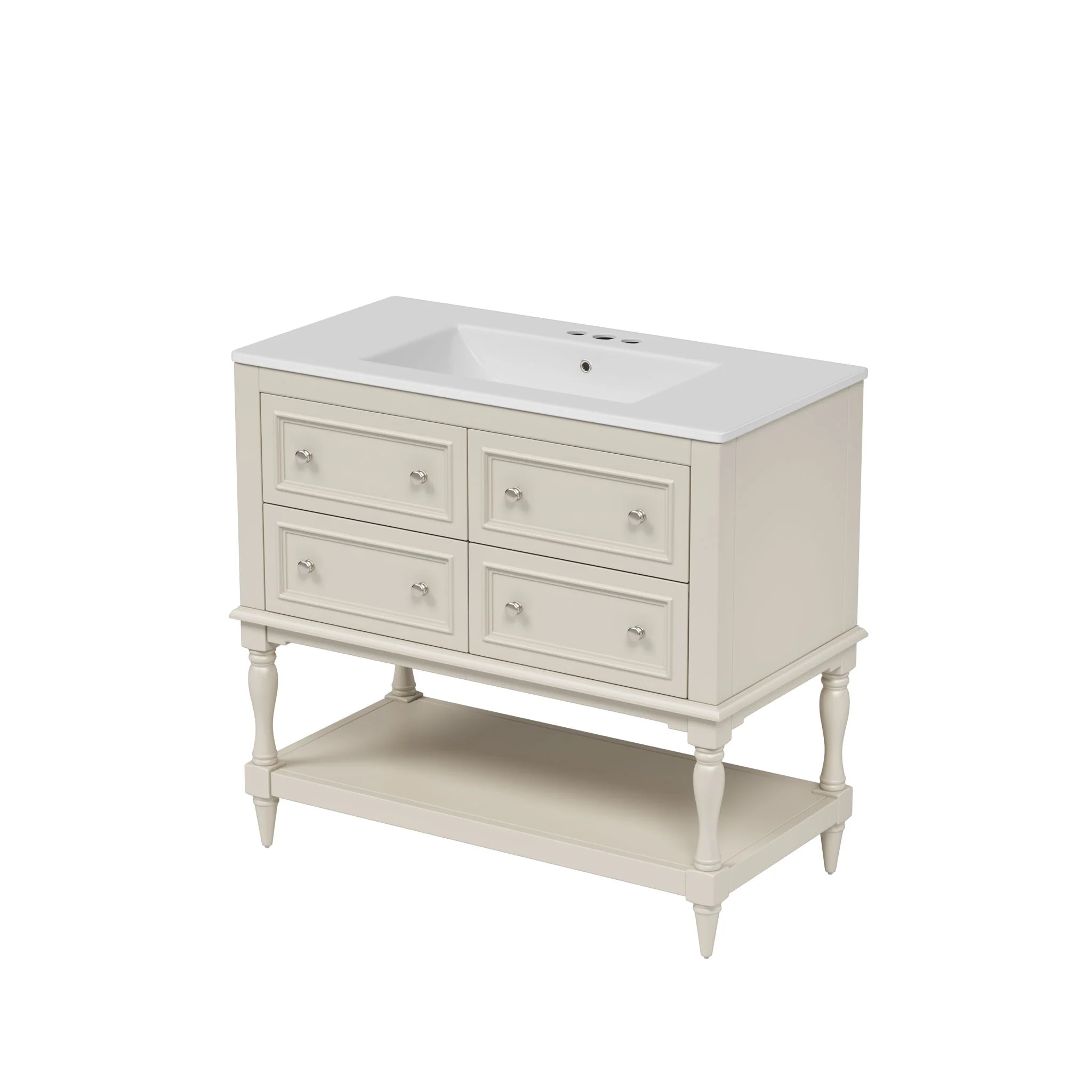 Bathroom Vanity With Medicine Cabinet, Storage Cabinet With 4 Drawers, Adjustable Shelf Mirror - Image 3