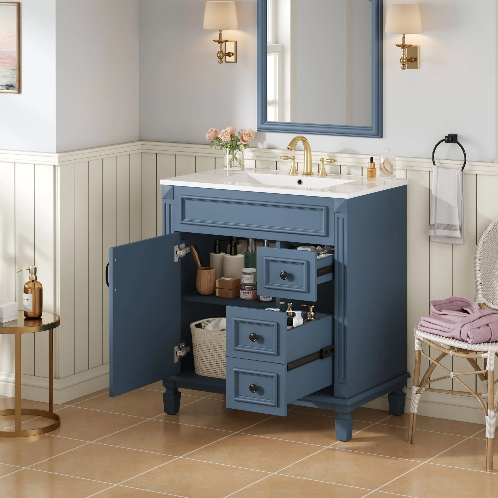 Bathroom Vanity With Sink, Cabinet With 2 Drawers And Adjustable Shelf - Image 15