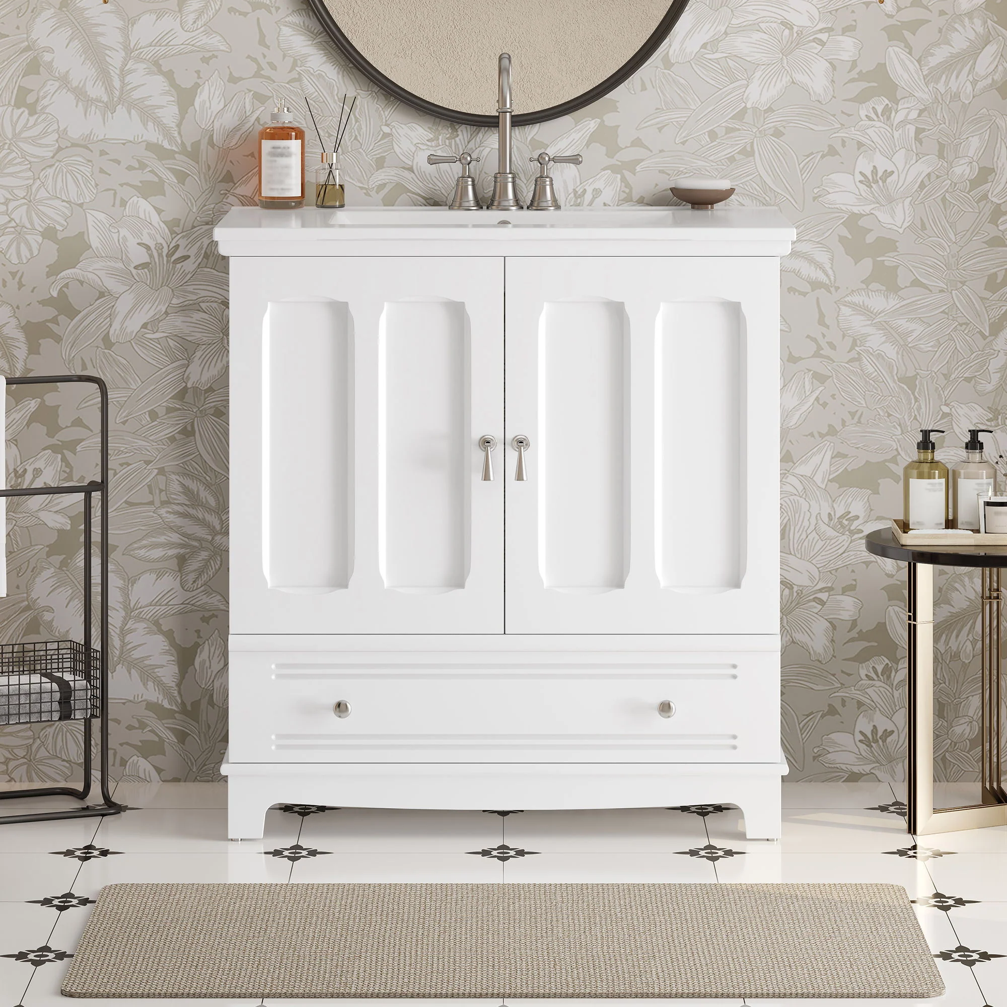 Bathroom Vanity With Sink, Cabinet With Adjustable Shelf And Drawer Divider - Image 7