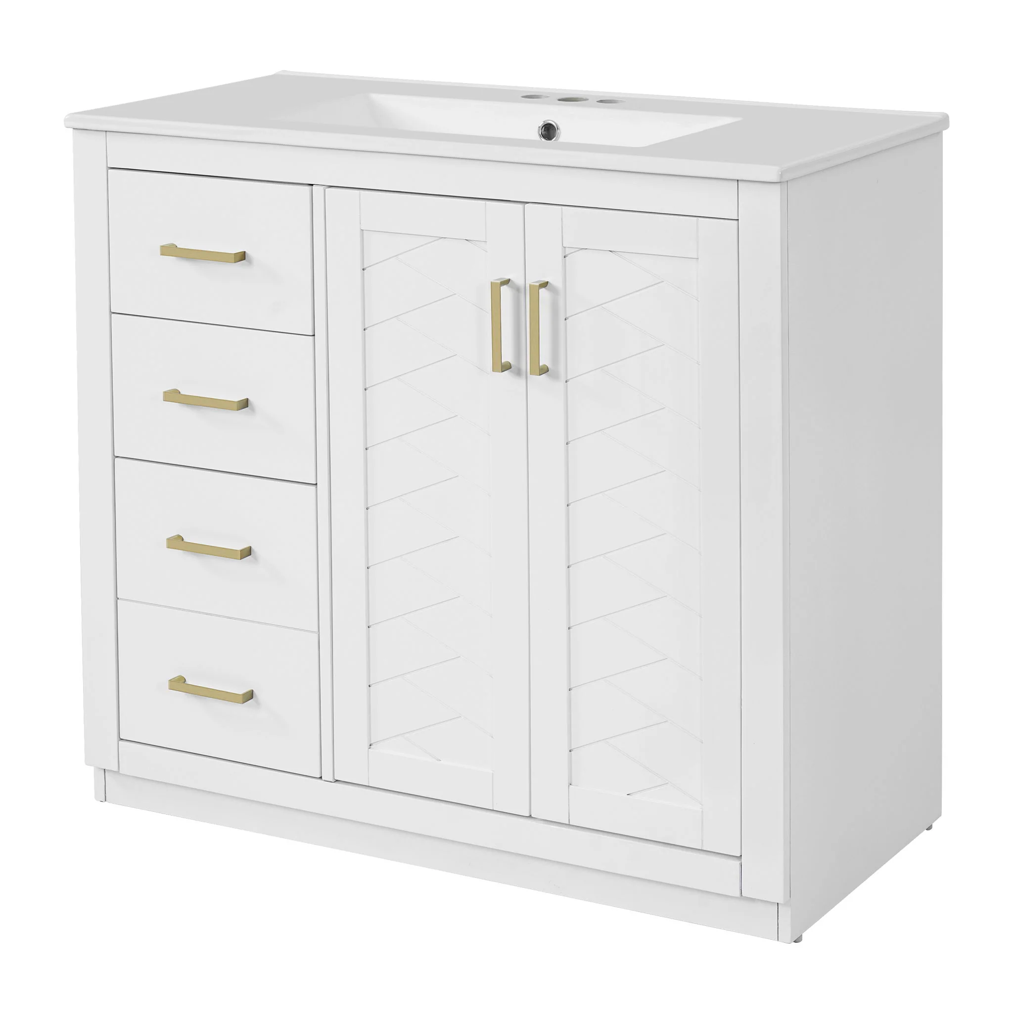 Bathroom Vanity With Sink Combo, Storage Cabinet, Freestanding Set With 3 Drawers & Soft Closing Doors - Image 6