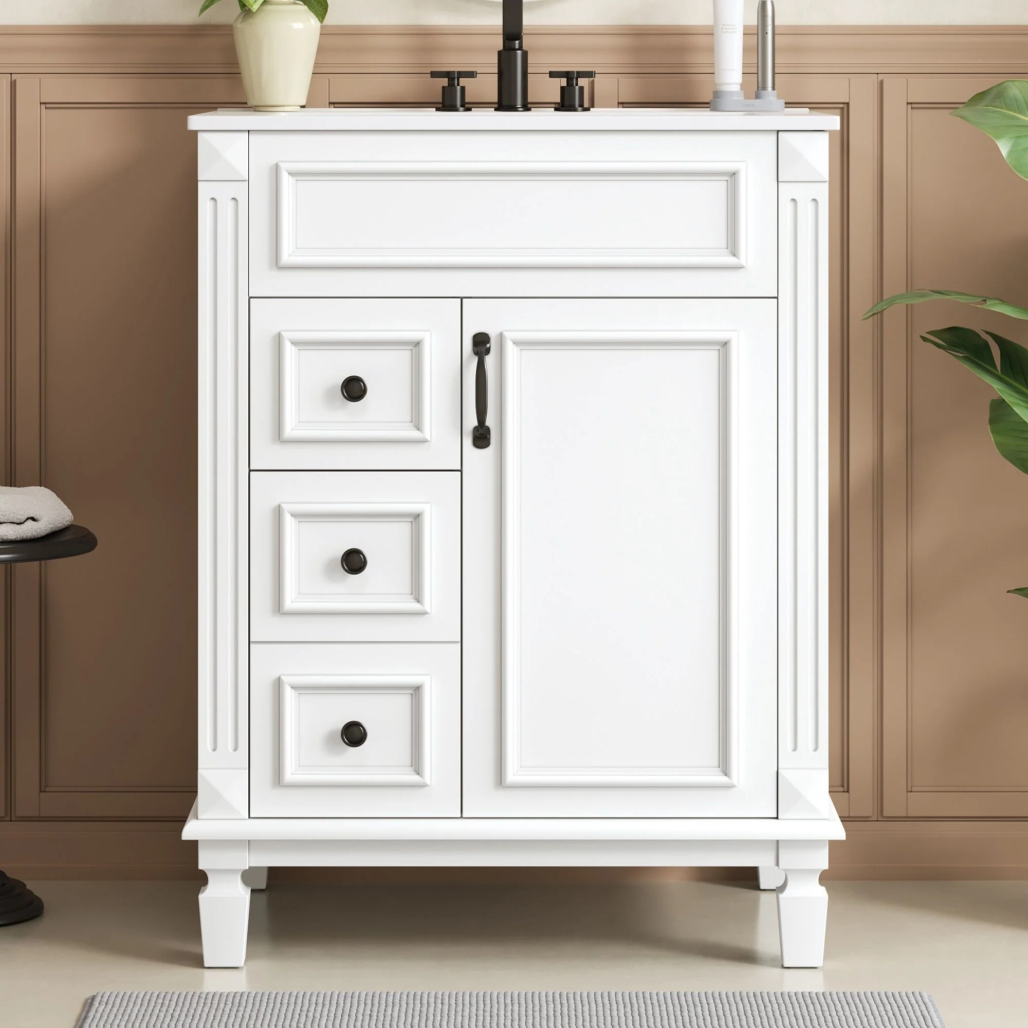 Bathroom Vanity With Sink, Compact Cabinet & 2 Drawers And Adjustable Shelf - Image 24