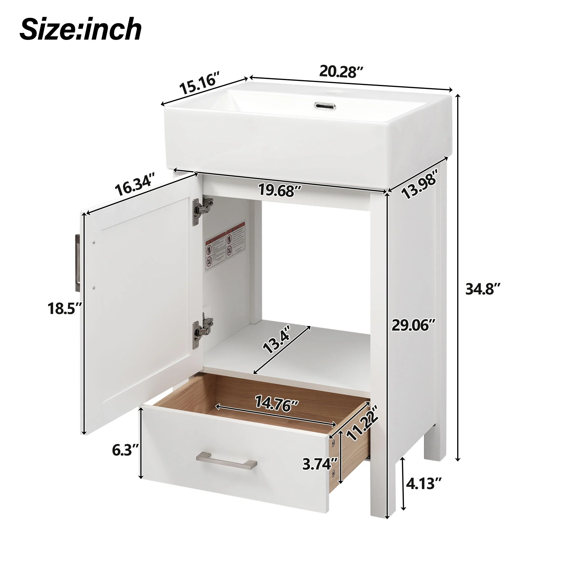 Bathroom Vanity With Sink, Frame And Drawer - Image 3