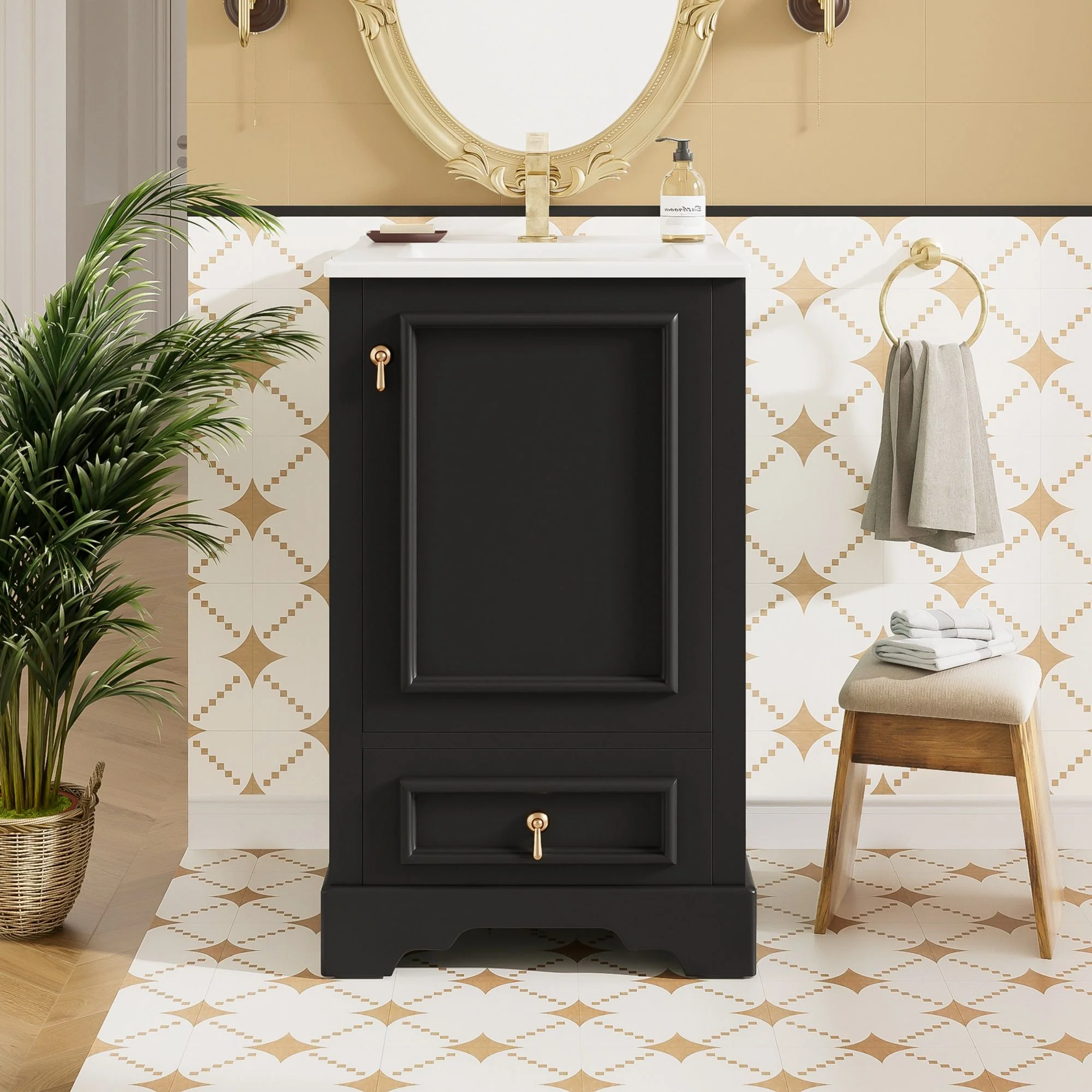 Bathroom Vanity With Sink, Soft Close Door, Adjustable U-Shaped Shelf - Image 6