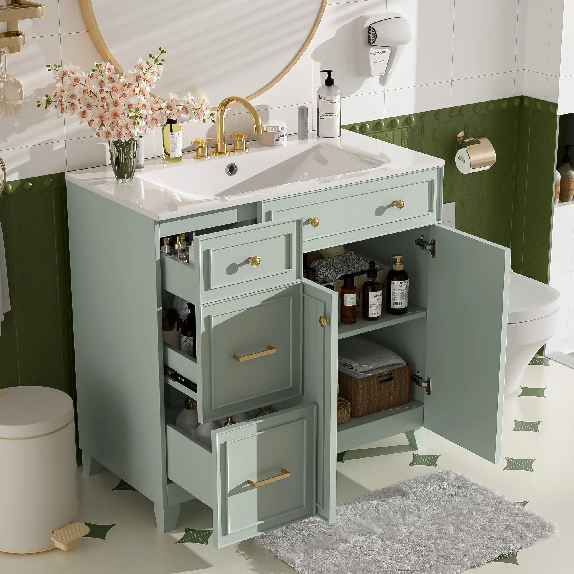 Bathroom Vanity With Sink, Soft Close Doors, Adjustable Shelves - Image 10