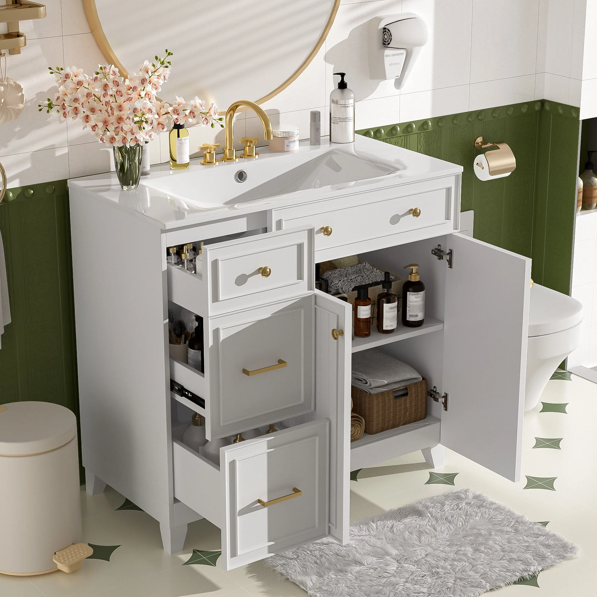 Bathroom Vanity With Sink, Soft Close Doors, Adjustable Shelves - Image 8
