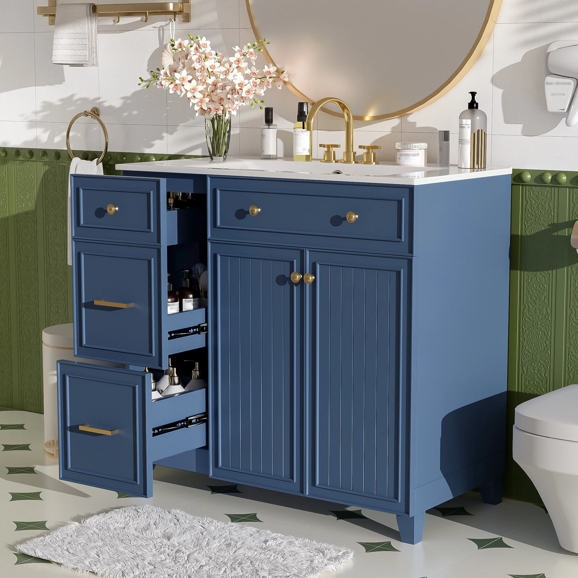 Bathroom Vanity With Sink, Soft Close Doors, Adjustable Shelves - Image 9