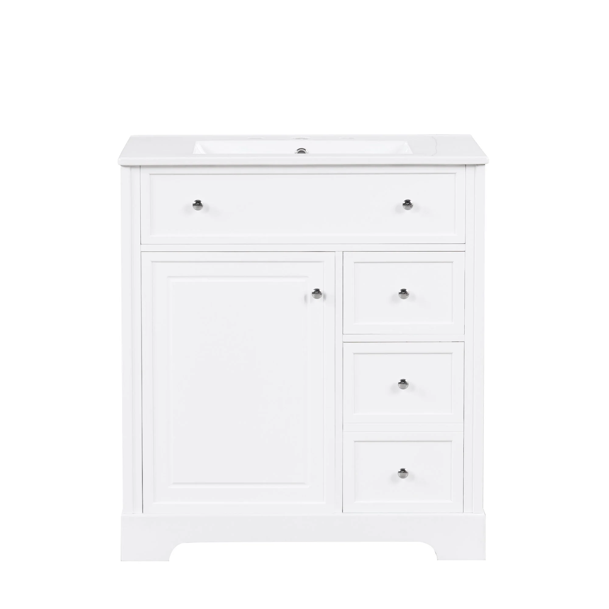 Bathroom Vanity With Sink Top, Cabinet With Door And 2 Drawers - White