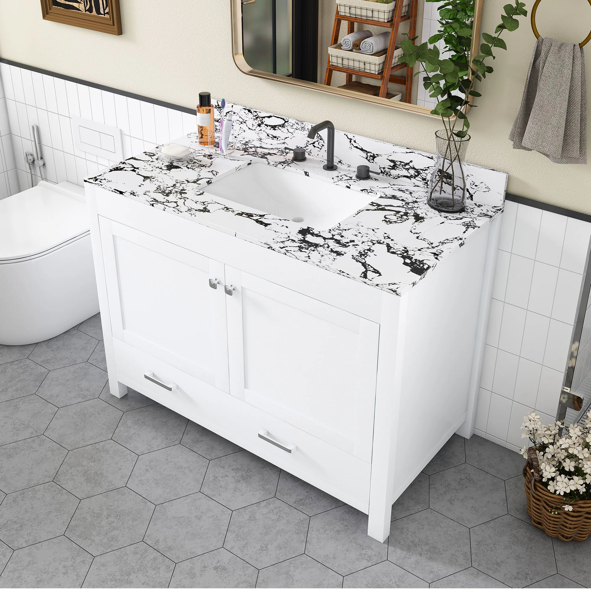 Bathroom Vanity With Storage - White - Image 4
