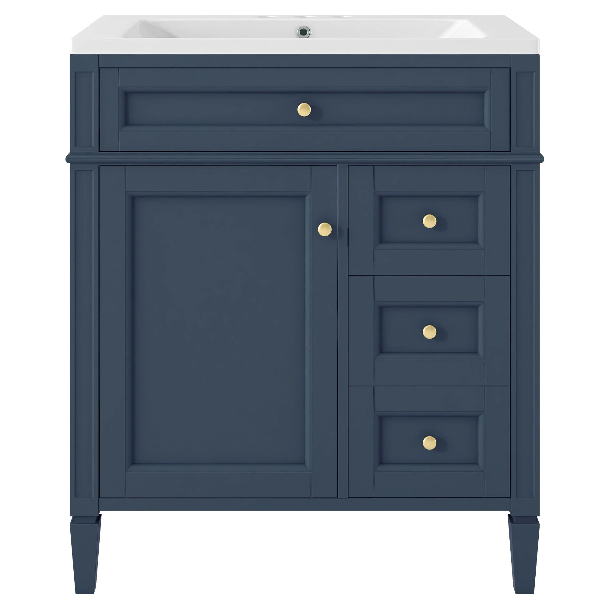 Bathroom Vanity With Top Sink, 2 Drawers And Tip Out Drawer, Rectangular Design - Image 6