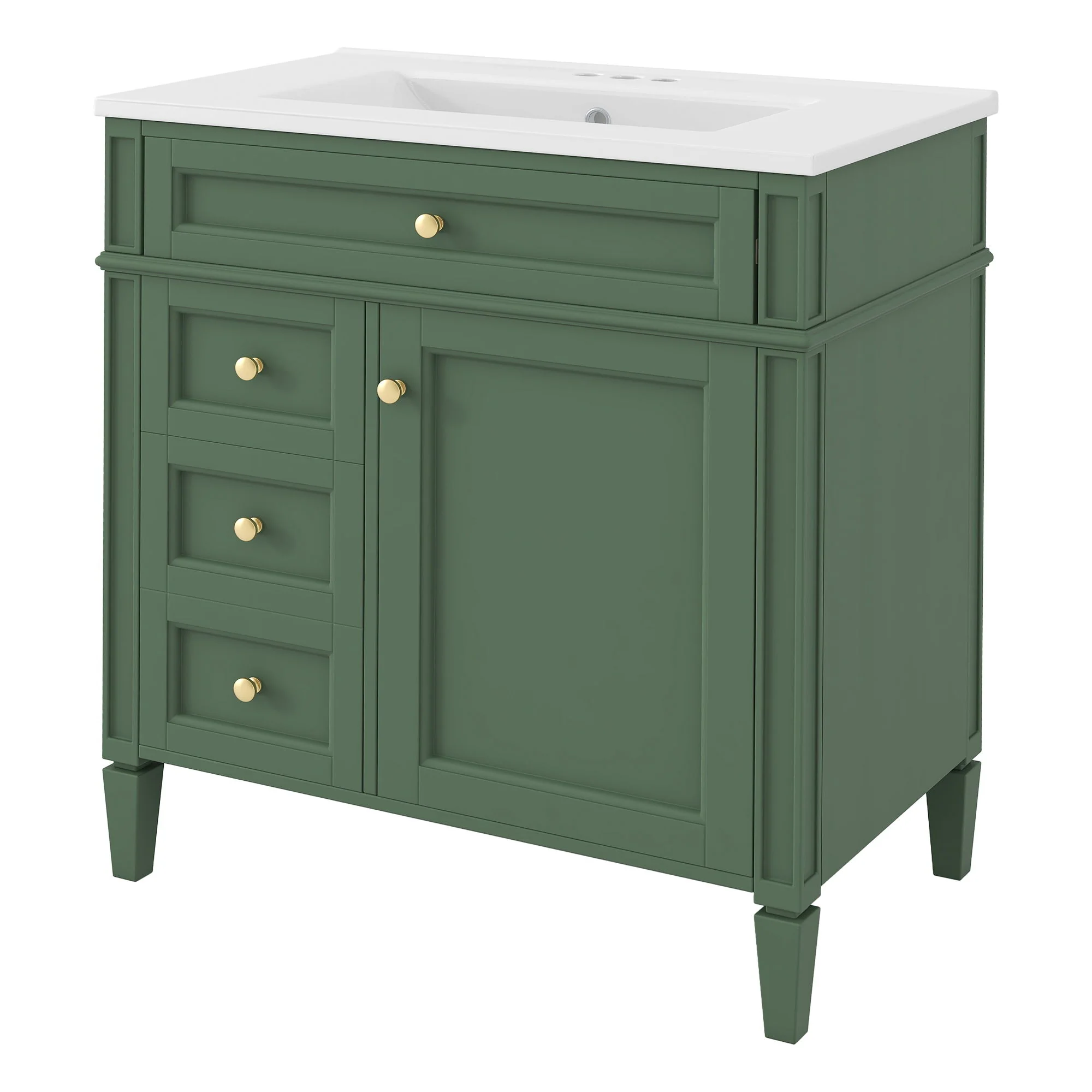 Bathroom Vanity With Top Sink, Storage Cabinet With 2 Drawers, Tip Out Drawer - Image 4