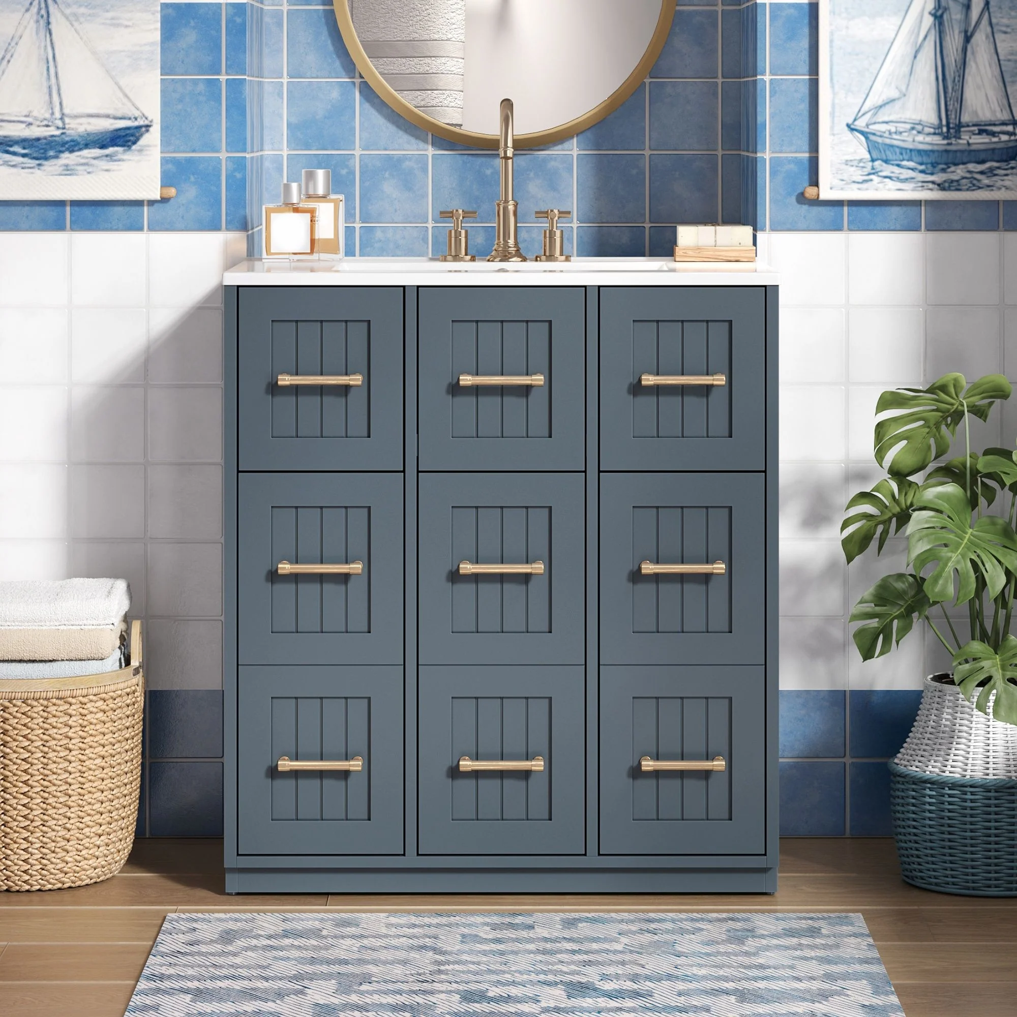 Bathroom Vanity With Undermount Sink, Soft-Close Doors, Drawers, Ceramic Sink - Image 3
