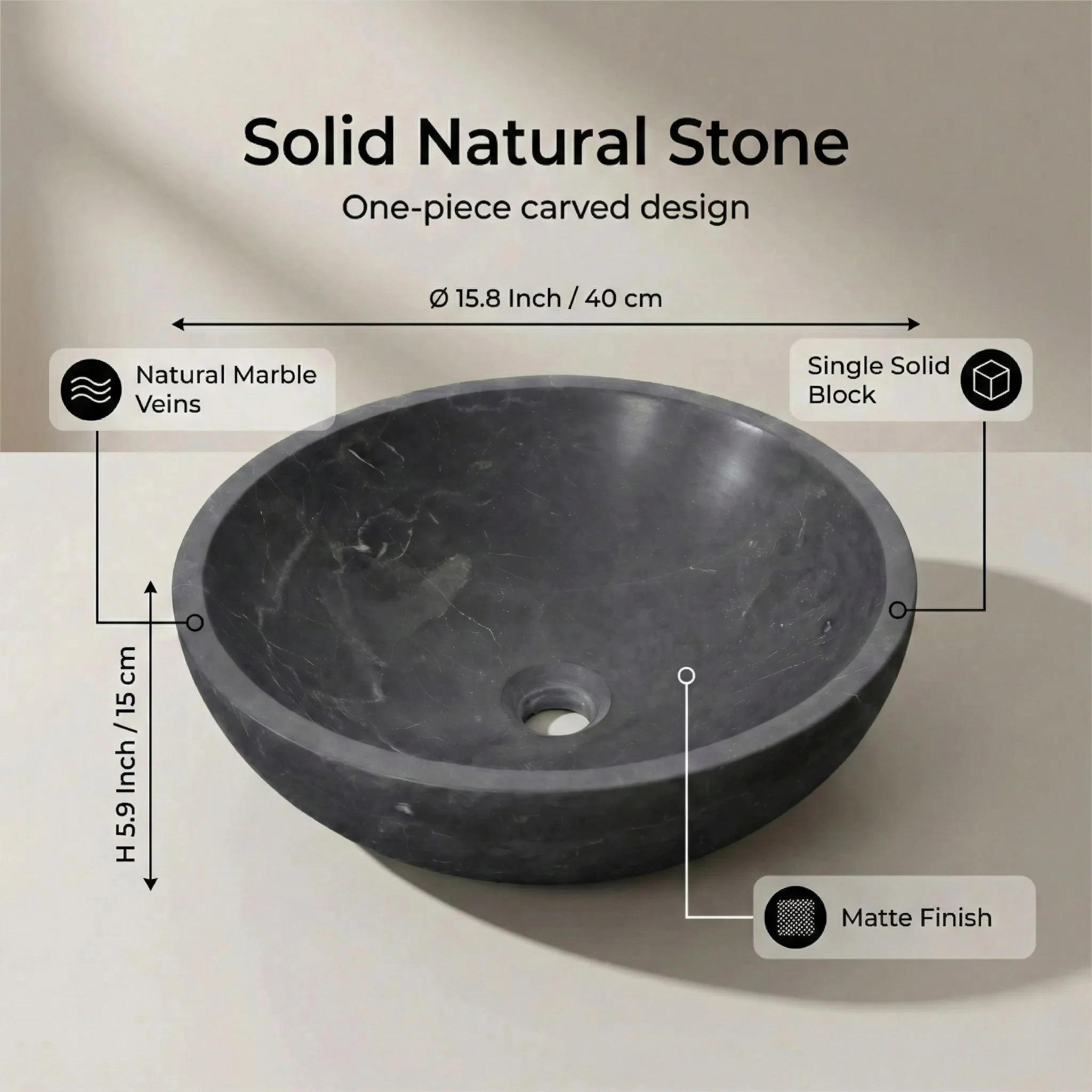 Bathroom Vessel Sink, Circular Design - Image 11