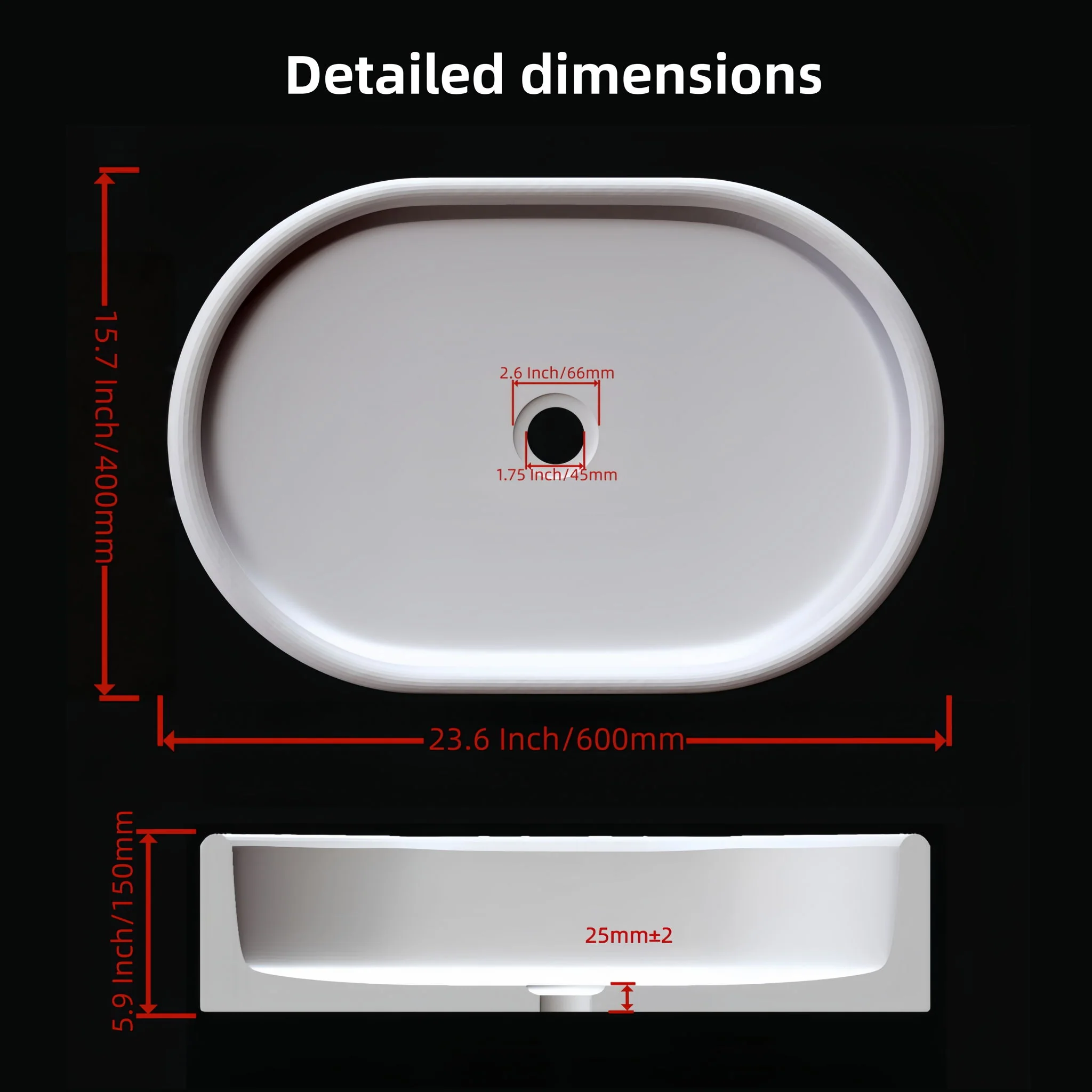 Bathroom Vessel Sink, Semi Polished Surface - Image 6