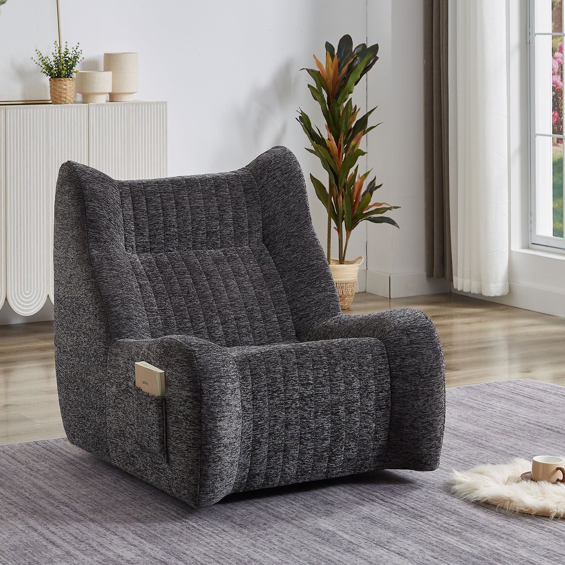 Bean Bag Chair, Lazy Floor Sofa Couch - Gray - Image 4