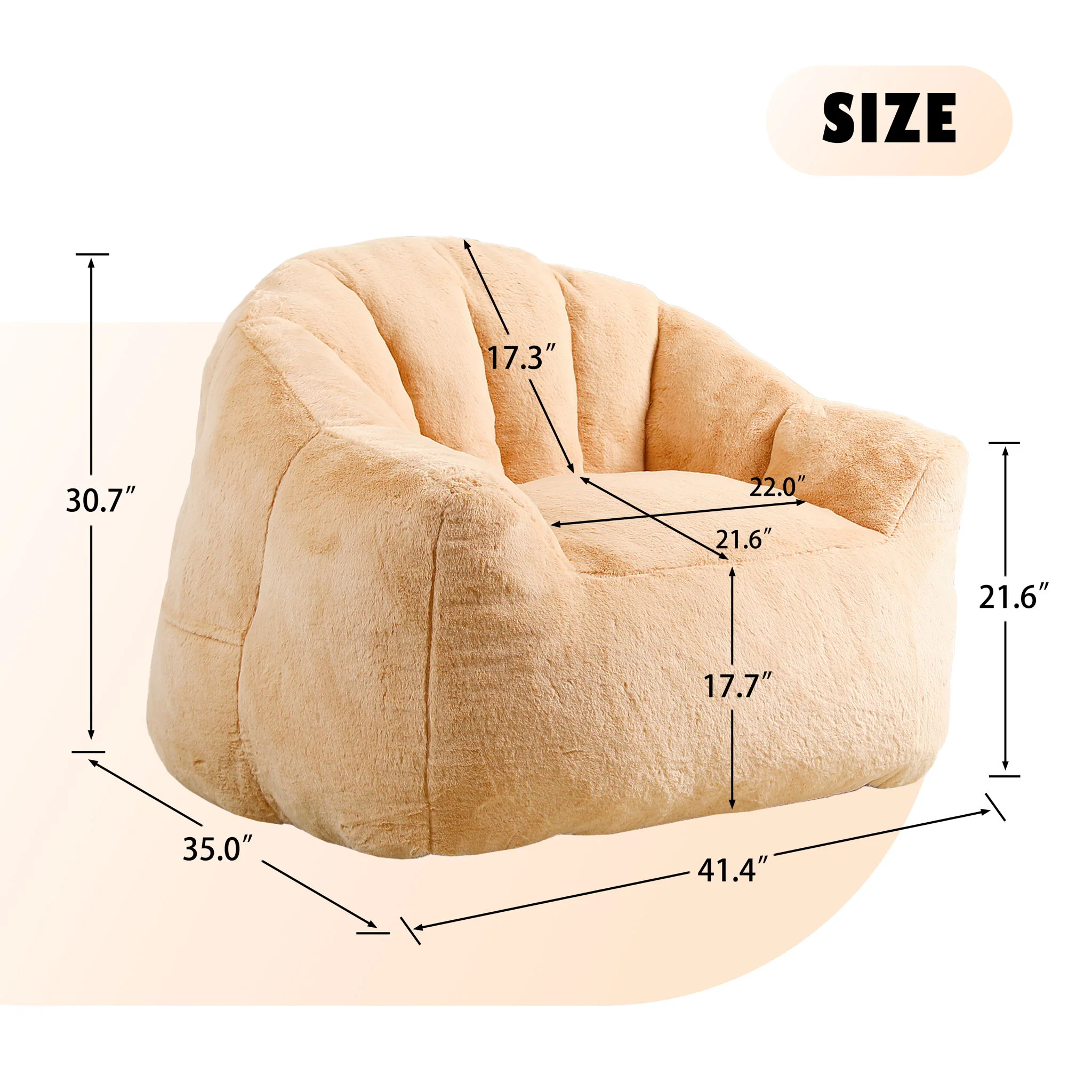 Beanbag Chair, Beanbag Sofa Chair With Armrests Stuffed High Density Foam - Image 12