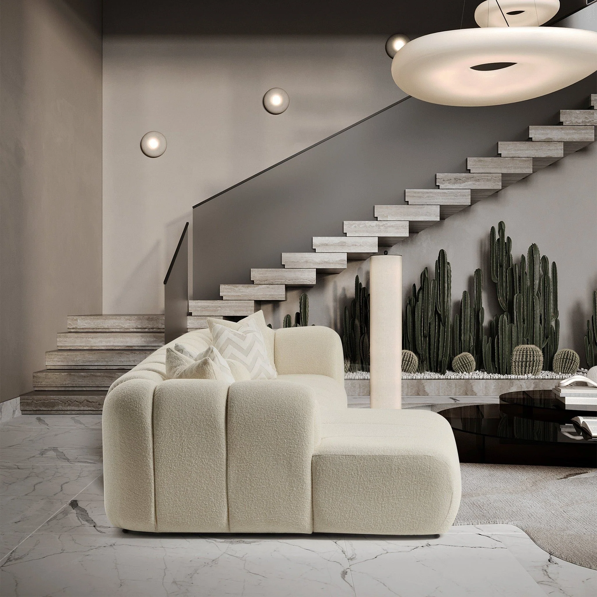 Beatrice - Modern Tufted Right Sectional Sofa - Ivory - Image 3