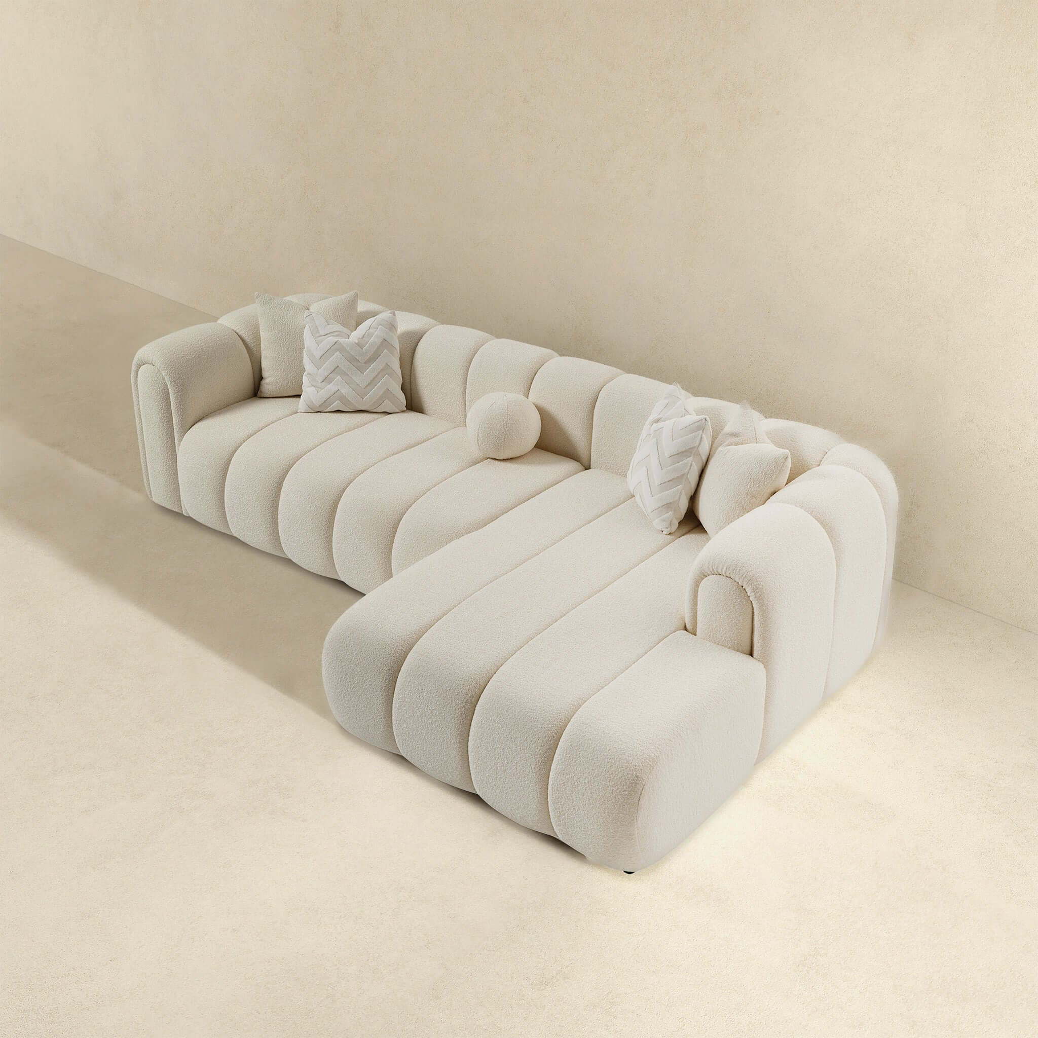 Beatrice - Modern Tufted Right Sectional Sofa - Ivory - Image 4