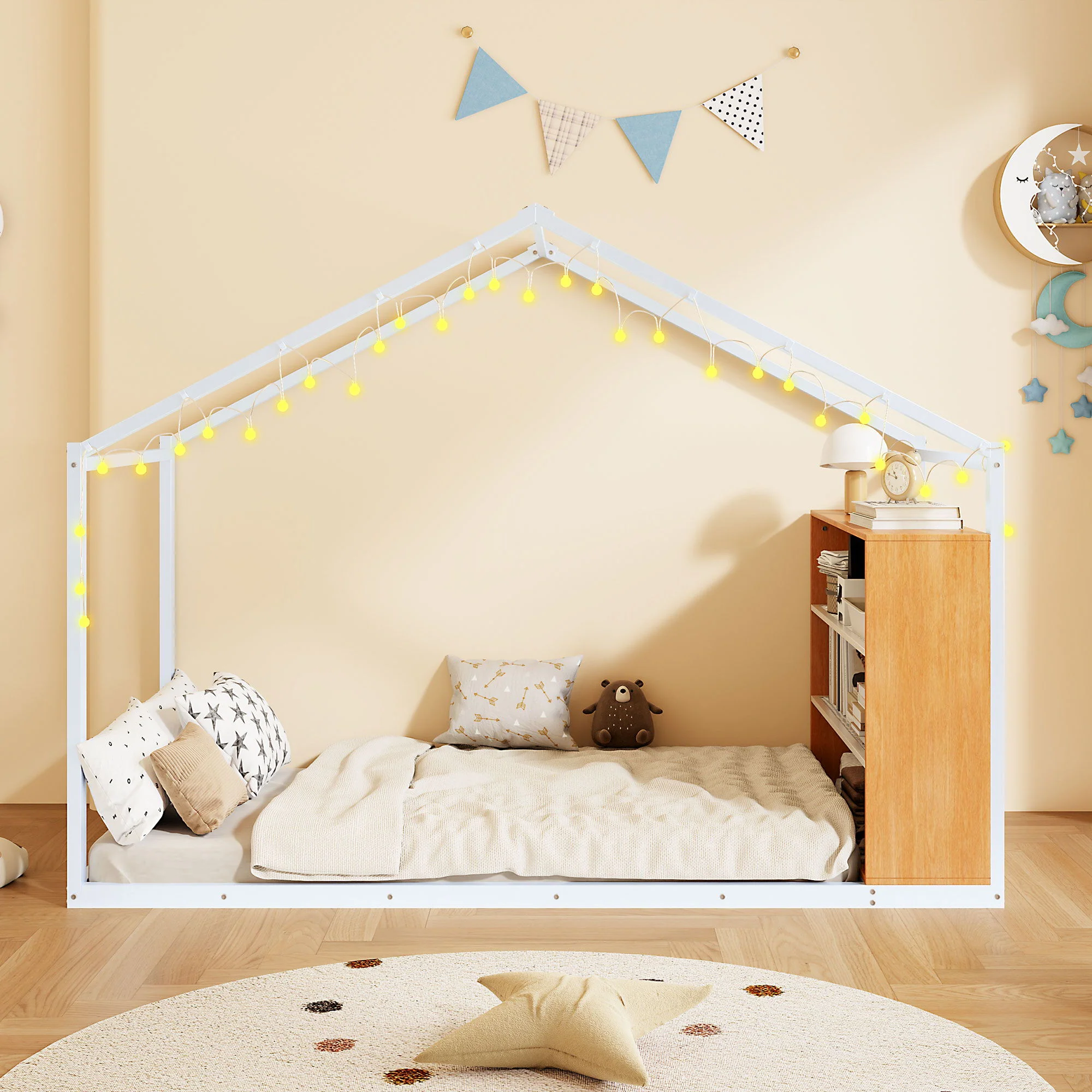 Bed House Frame With Shelves And Lights - Image 15