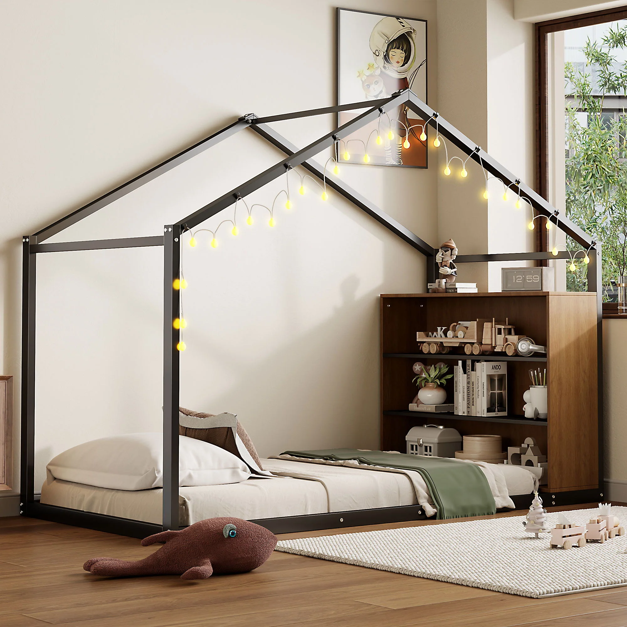 Bed House Frame With Shelves And Lights - Image 4