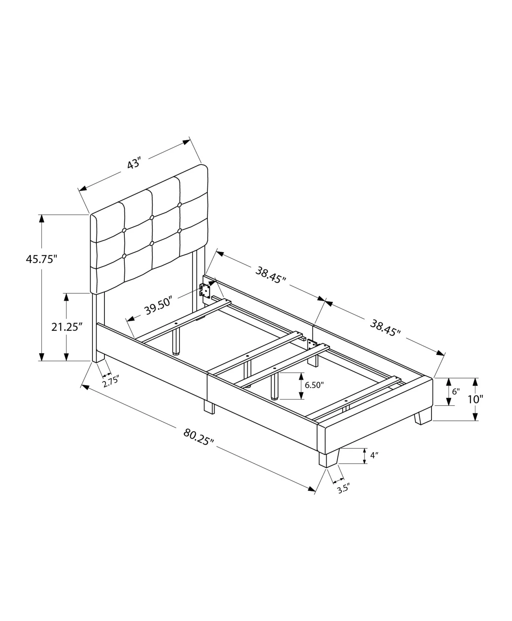 Bed, Upholstered, Frame Only, Transitional - Image 23