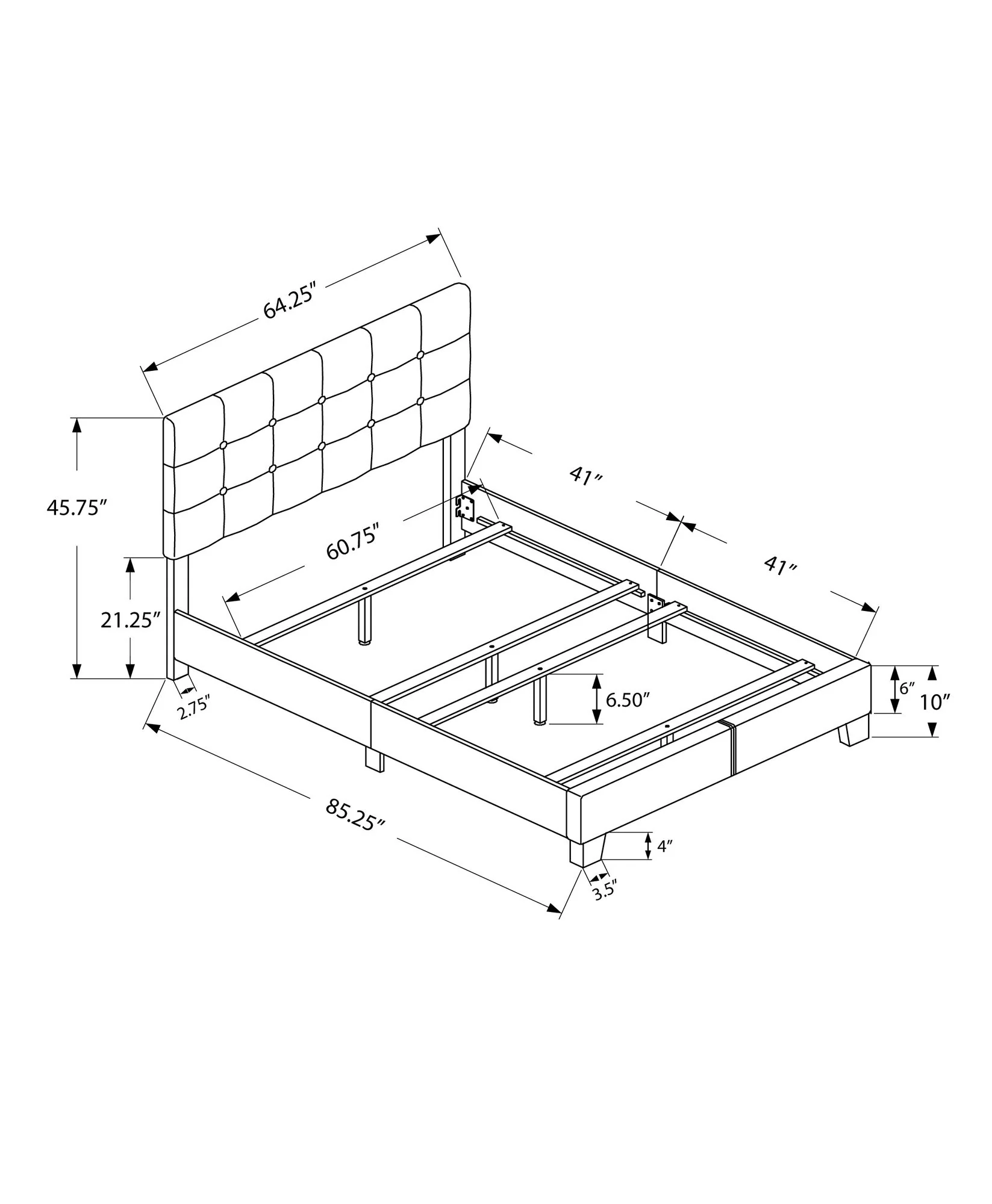 Bed, Upholstered, Frame Only, Transitional - Image 29