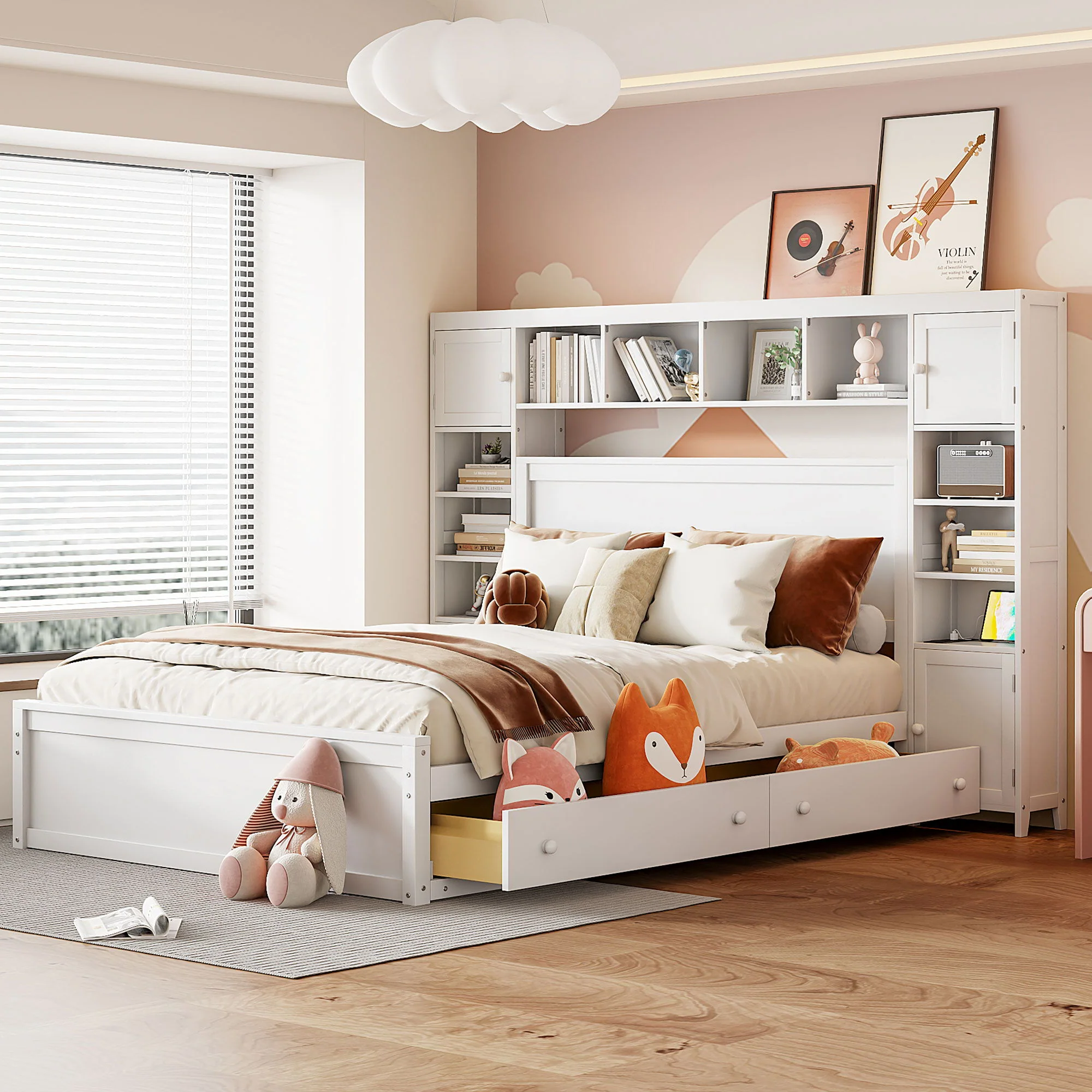 Bed With All In One Cabinet, Shelf And Sockets - Image 3