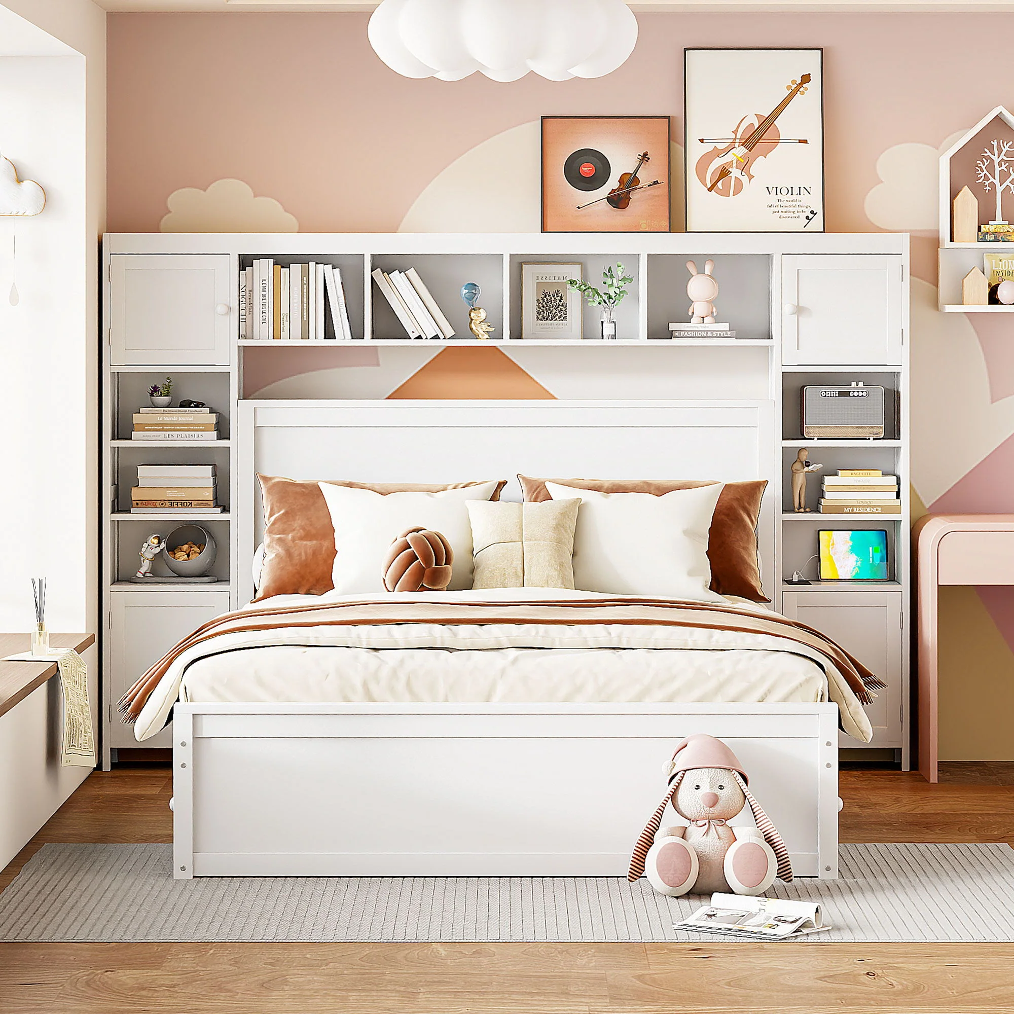 Bed With All In One Cabinet, Shelf And Sockets - Image 4