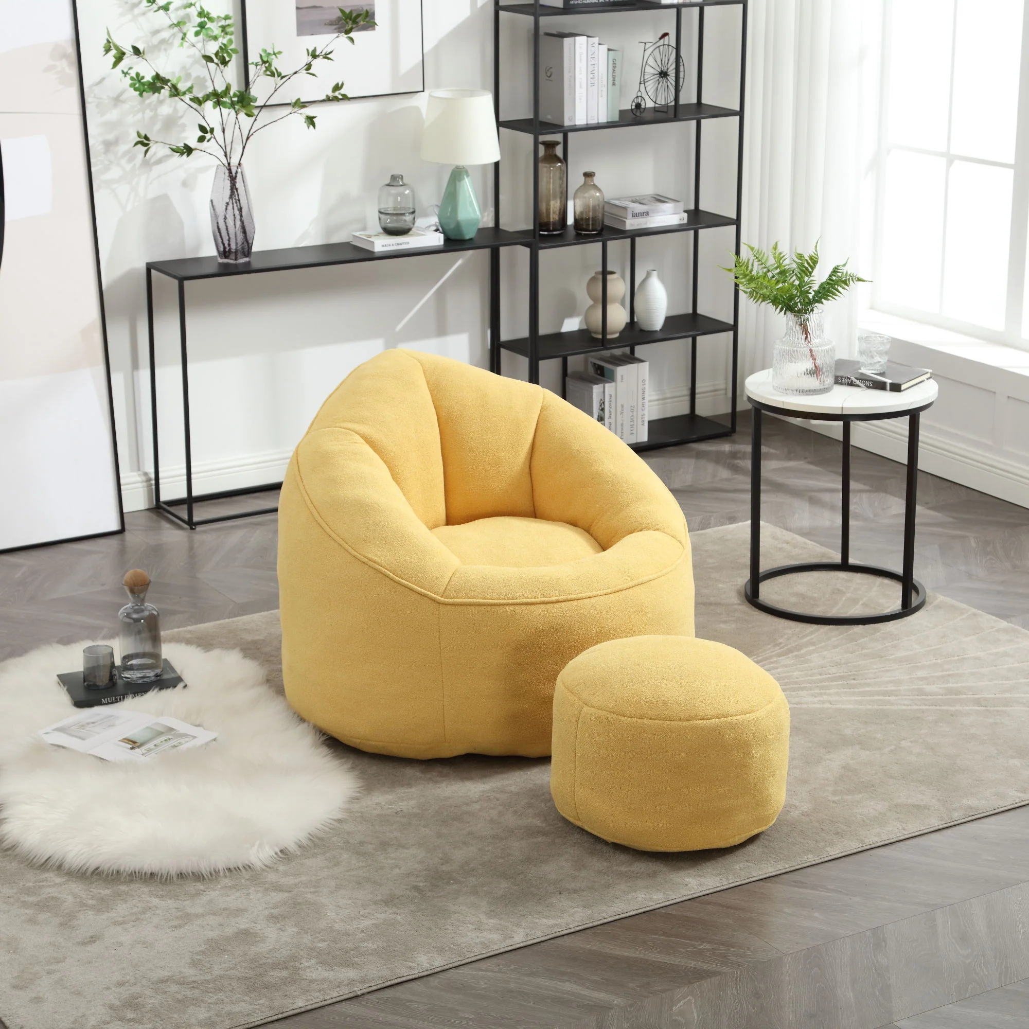Bedding Bean Bag Sofa Chair High Pressure Foam With Footrest - Image 13