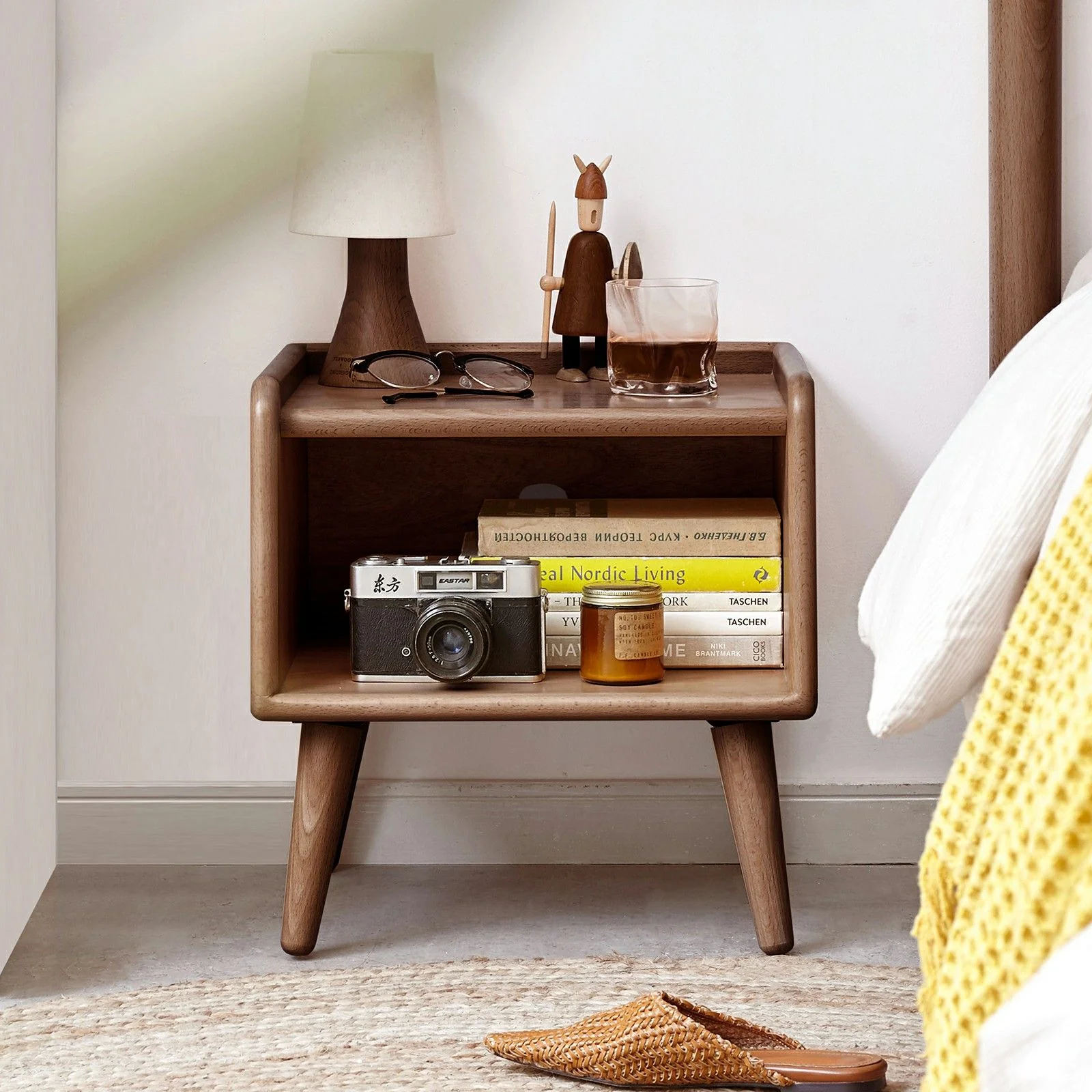 Bedside Cabinet, Modern Simple Nightstands European Beech - Image 6