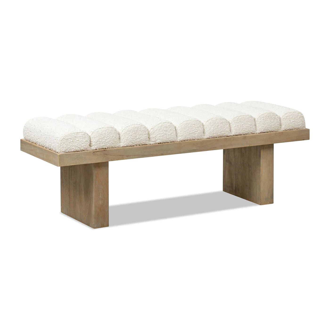 Bella - Upholstered Modern Accent Bench - Ivory White - Image 3