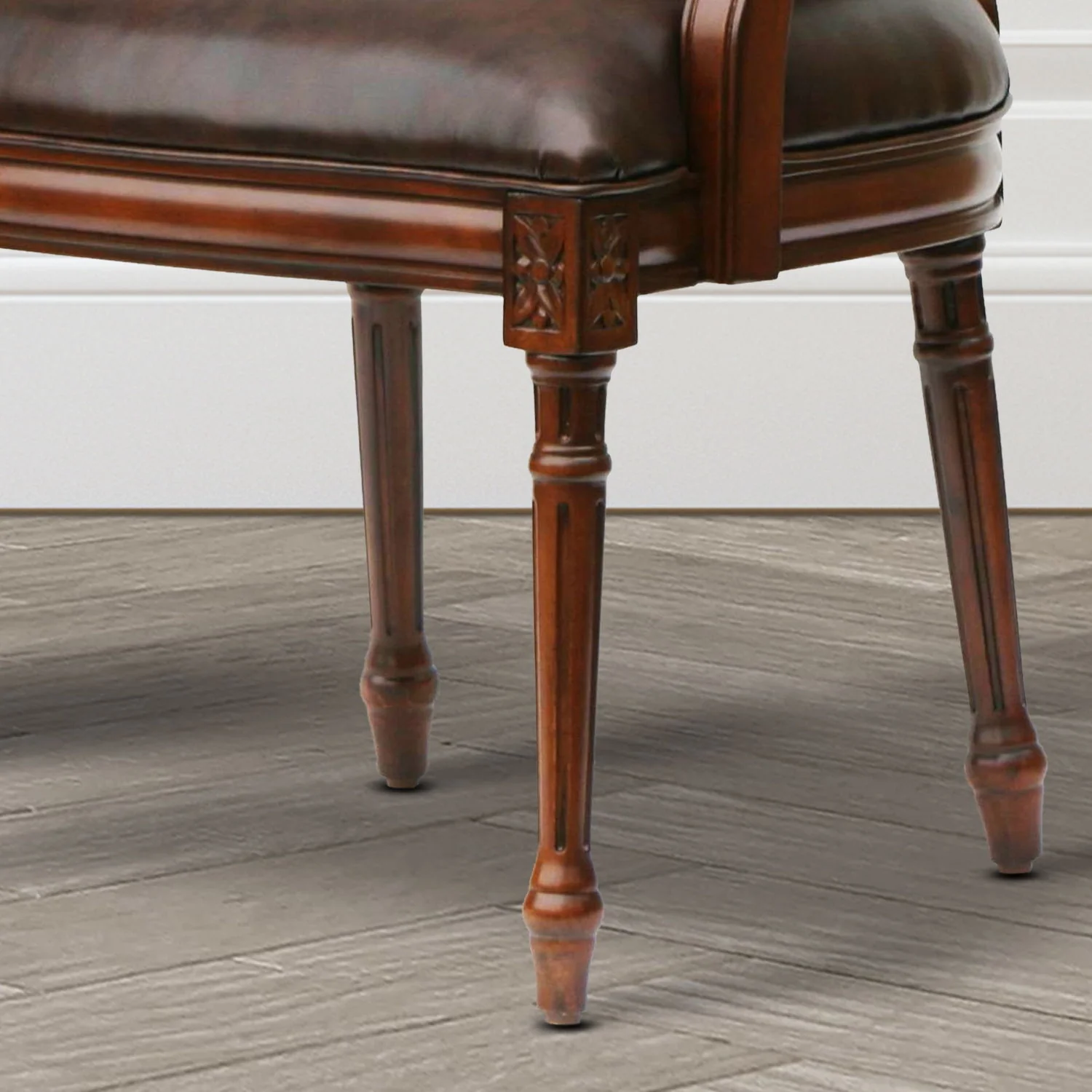 Benard - Oval Back Chair With Floral Carvings - Brown - Image 3