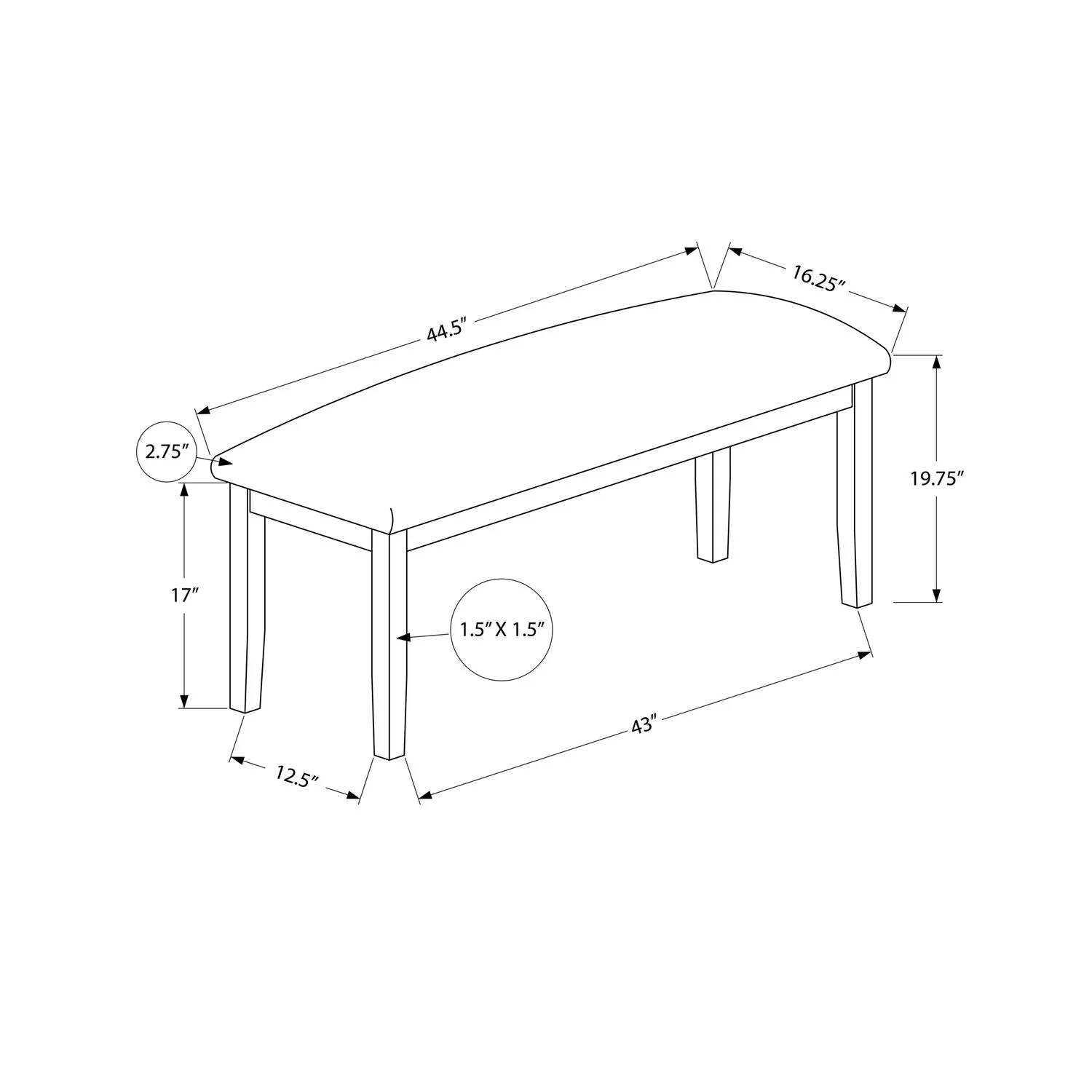 Bench, Rectangular, Hallway, Upholstered, Transitional - Image 11