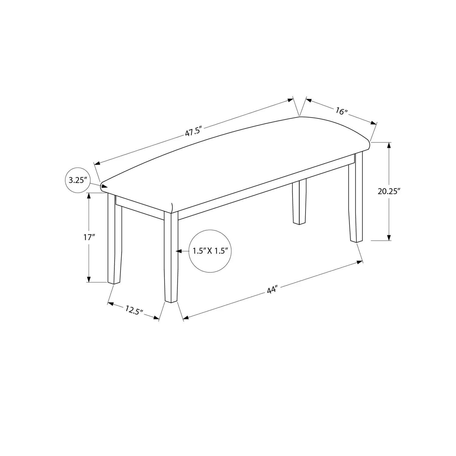 Bench, Rectangular, Hallway, Upholstered, Transitional - Image 7