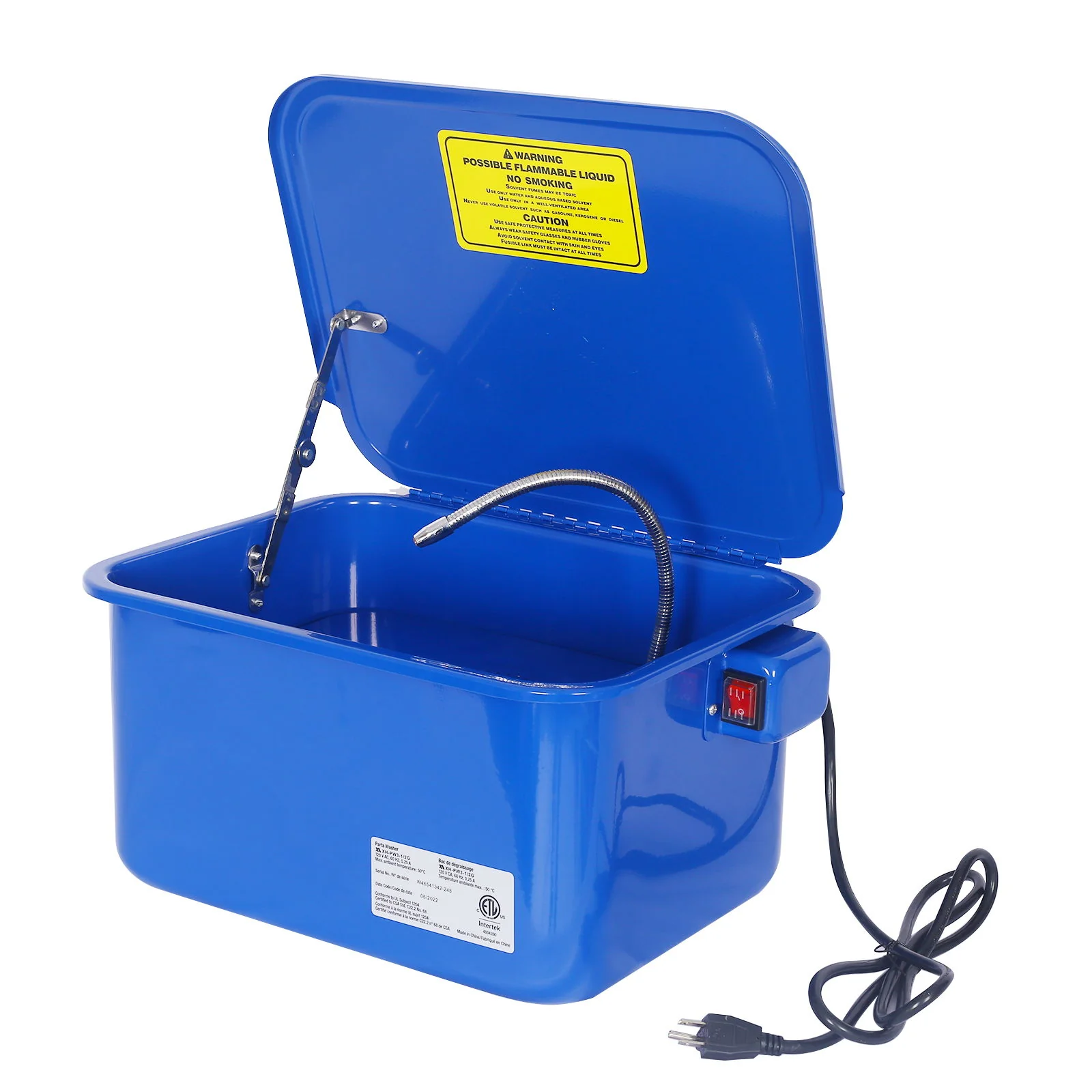 Benchtop Parts Washer With 110V Pump, 3.5 Gallon Capacity - Blue - Image 2