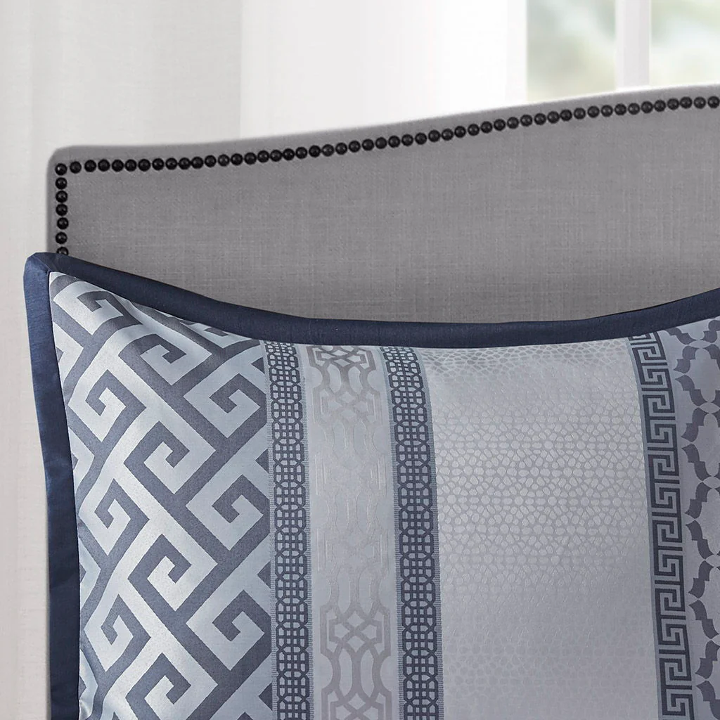 Bennett - King 7 Piece Comforter Set - Navy - Image 4