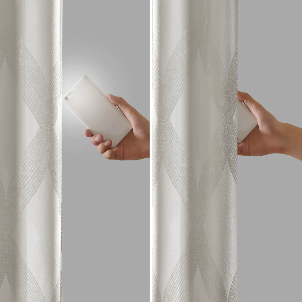 Bentley - 95" Ogee Knitted Total Blackout Panel - Ivory - Image 3