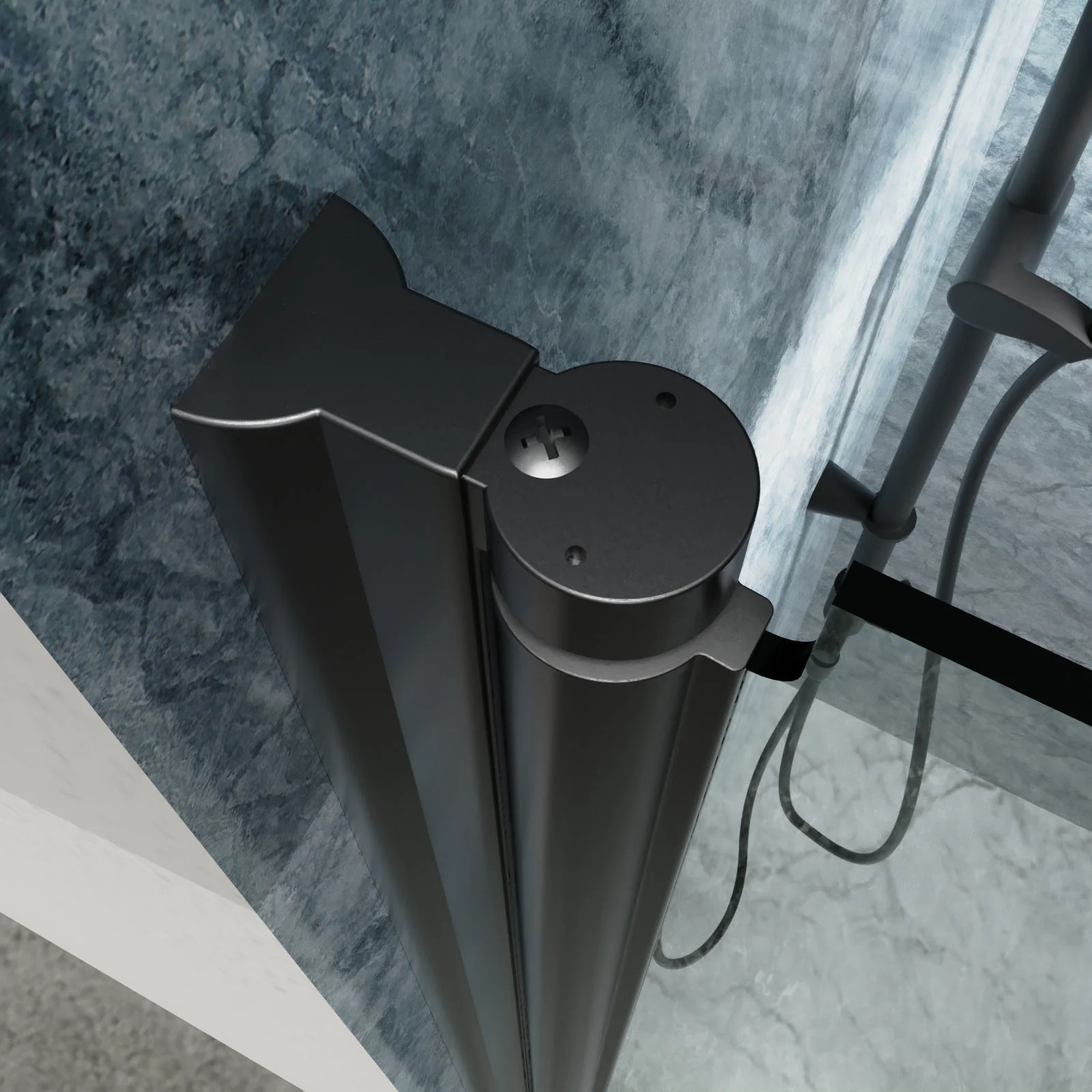 Bi-Fold Semi-Frameless Shower Doors In Matte With Clear Glass - Image 3