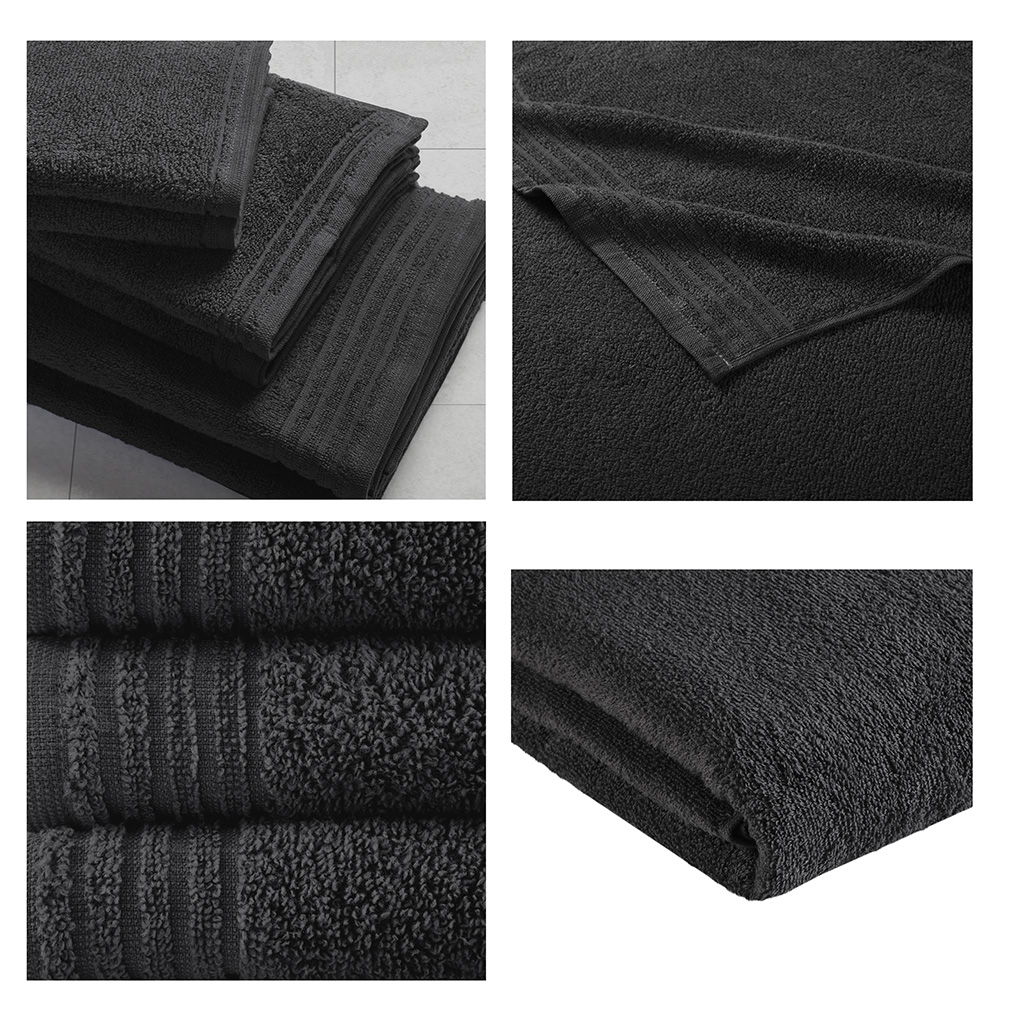 Big Bundle Quick Dry 12 Piece Bath Towel Set - Black - Image 2