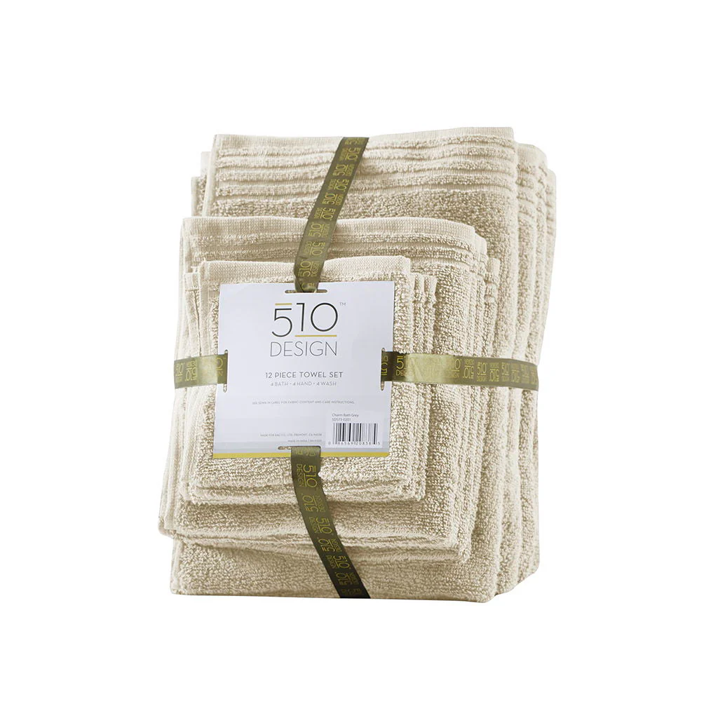 Big Bundle - Quick Dry 12 Piece Bath Towel Set - Taupe - Image 2