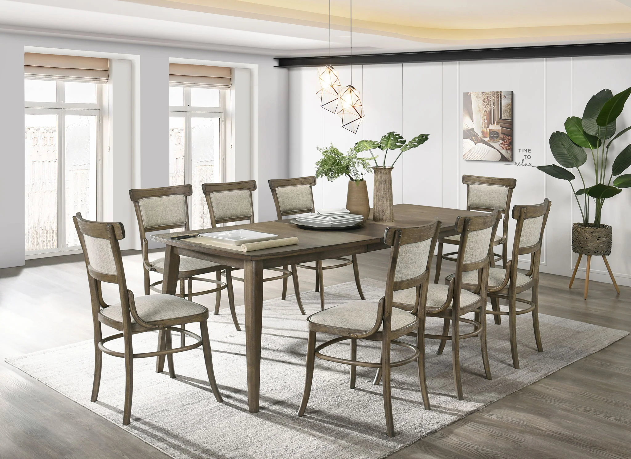 Bistro - Dining Table With Off Fabric Dining Chairs - Image 2