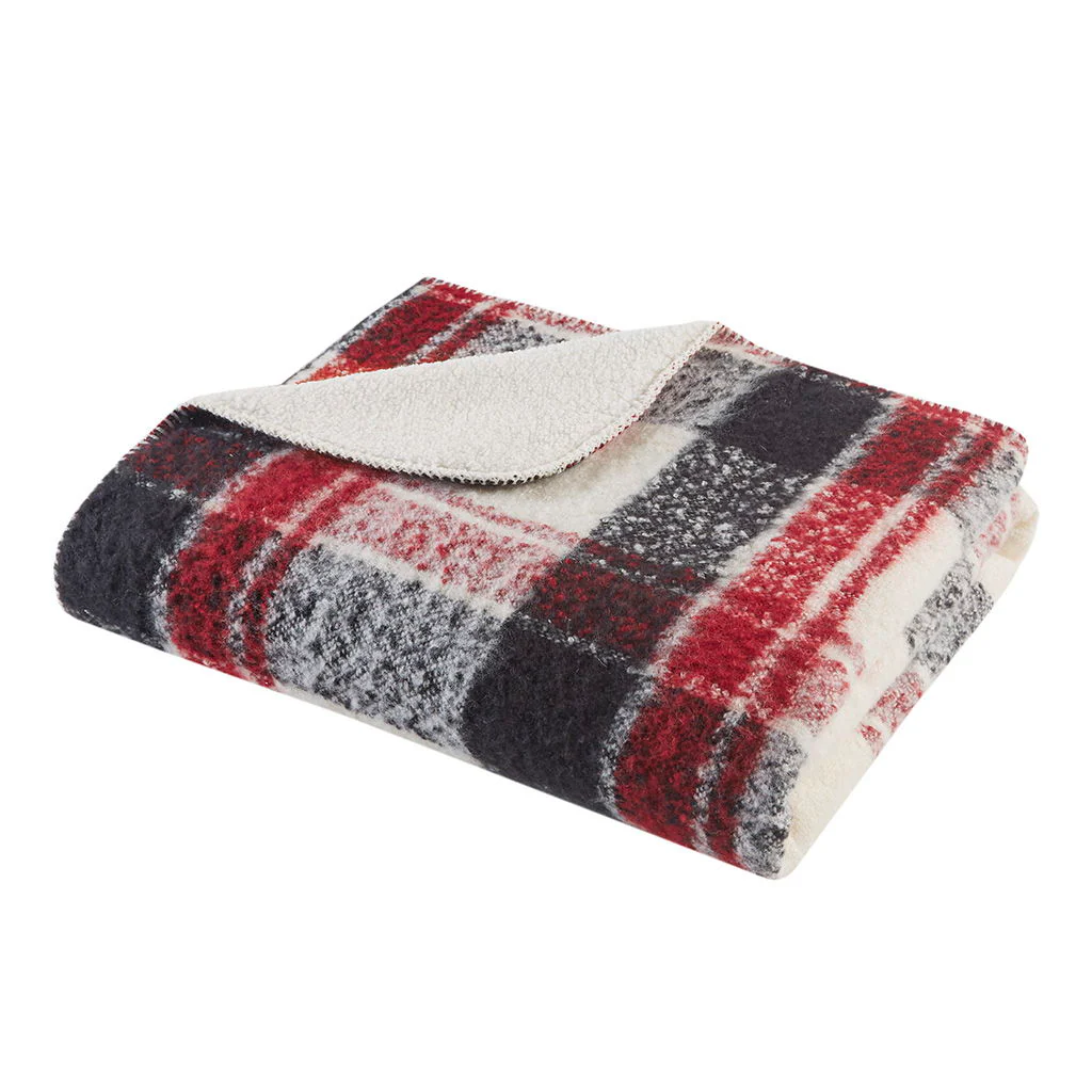 Bloomington - Faux Mohair to Sherpa Throw - Red - Image 4