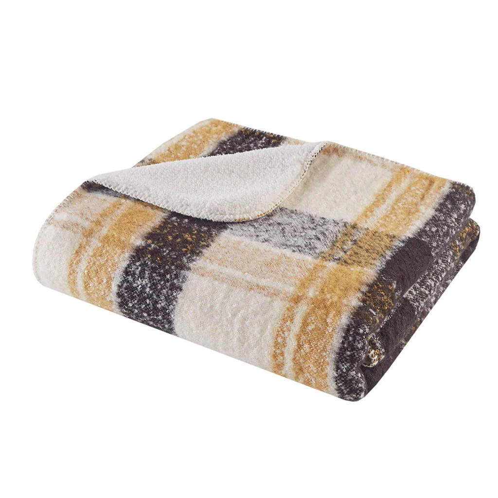 Bloomington - Faux Mohair to Sherpa Throw - Tan - Image 2