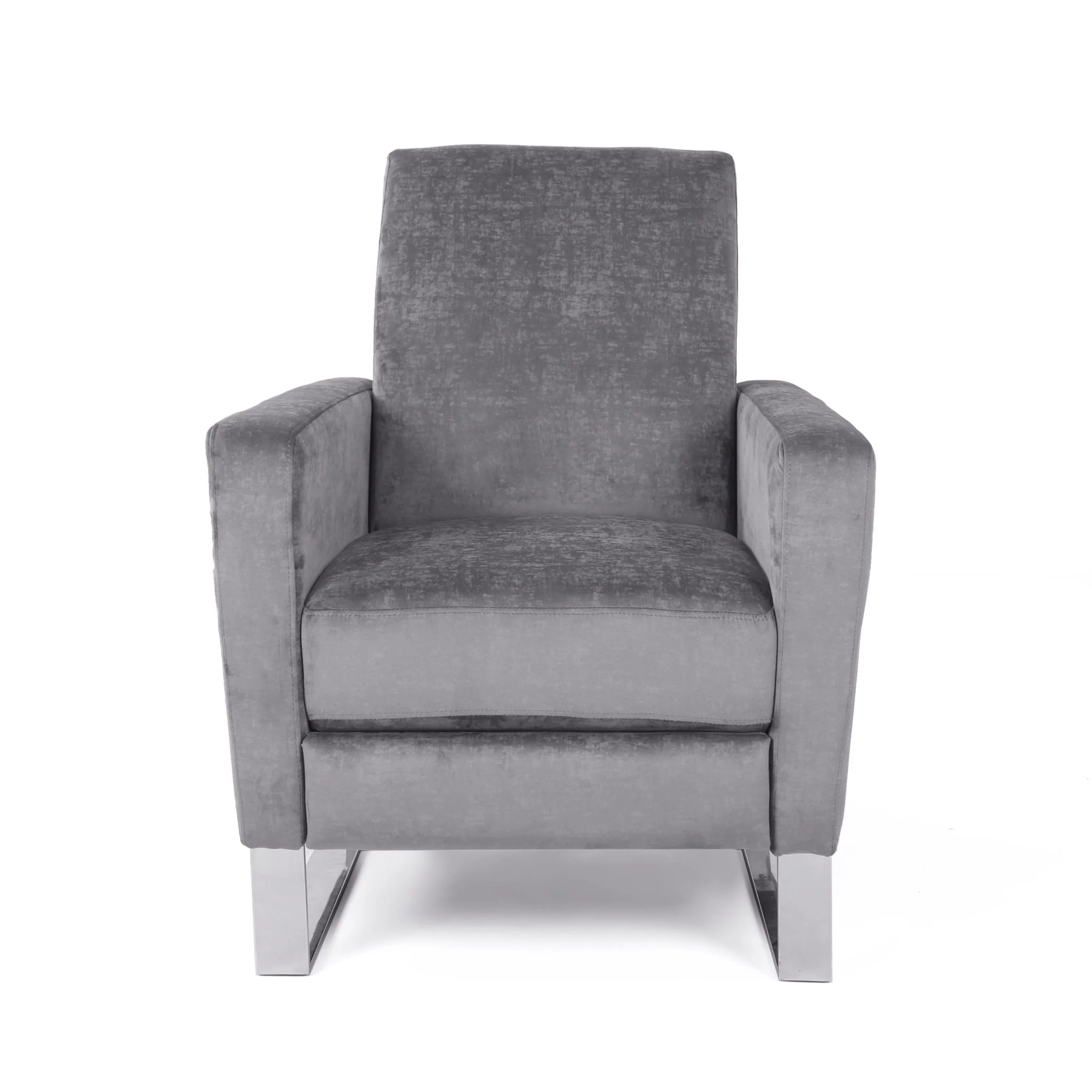 Bolt - Upholstered Recliner Chair With Stainless Steel Base - Gray / Chrome - Image 2