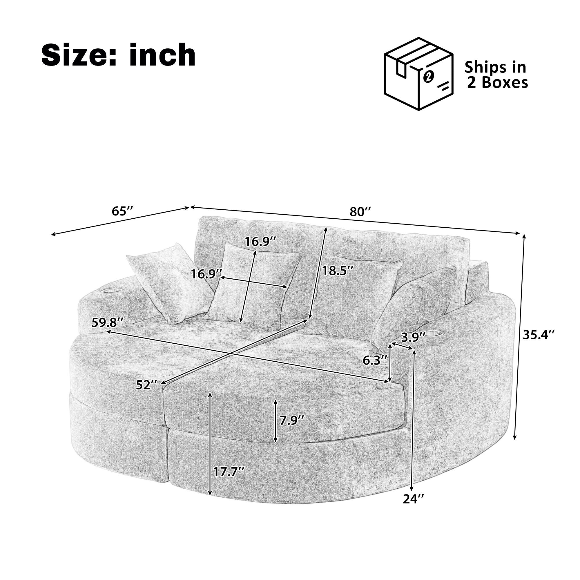 Boneless Design Upholstered Sofa Bed With Cup Holders - Image 4