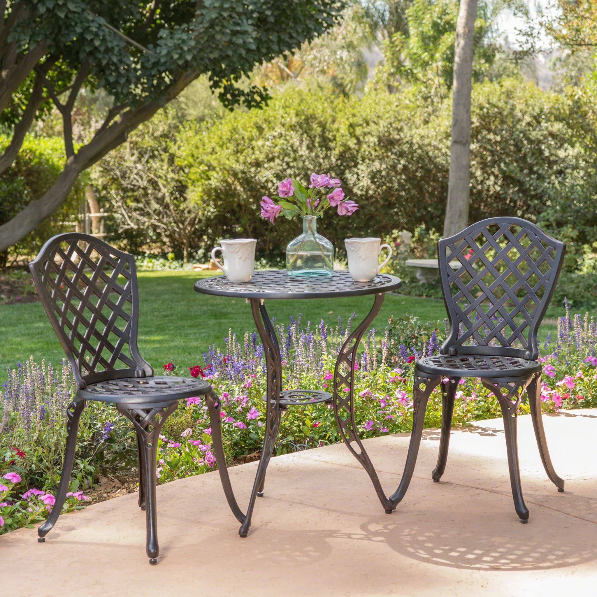 Bono Metal Bistro Set - Black - Image 2