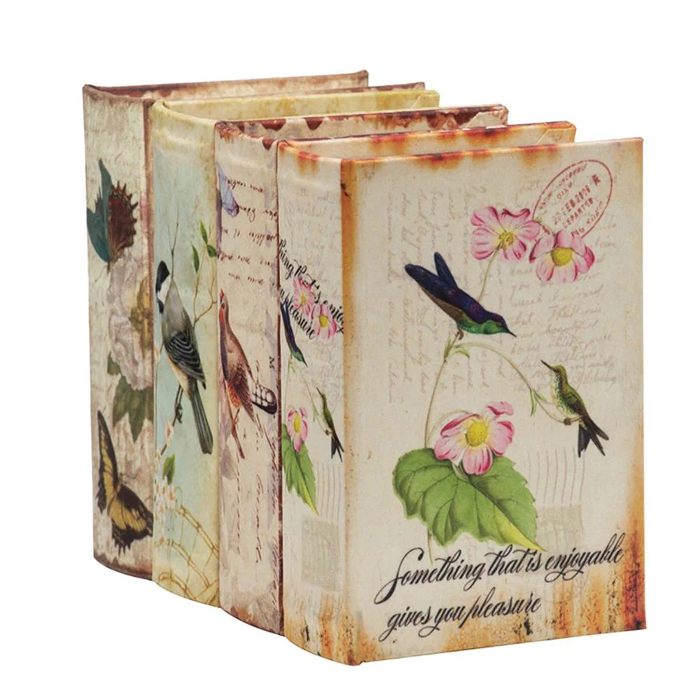 Book Boxes With Birds, Flowers, And Handwriting Design (Set of 4) - Multi - Image 2