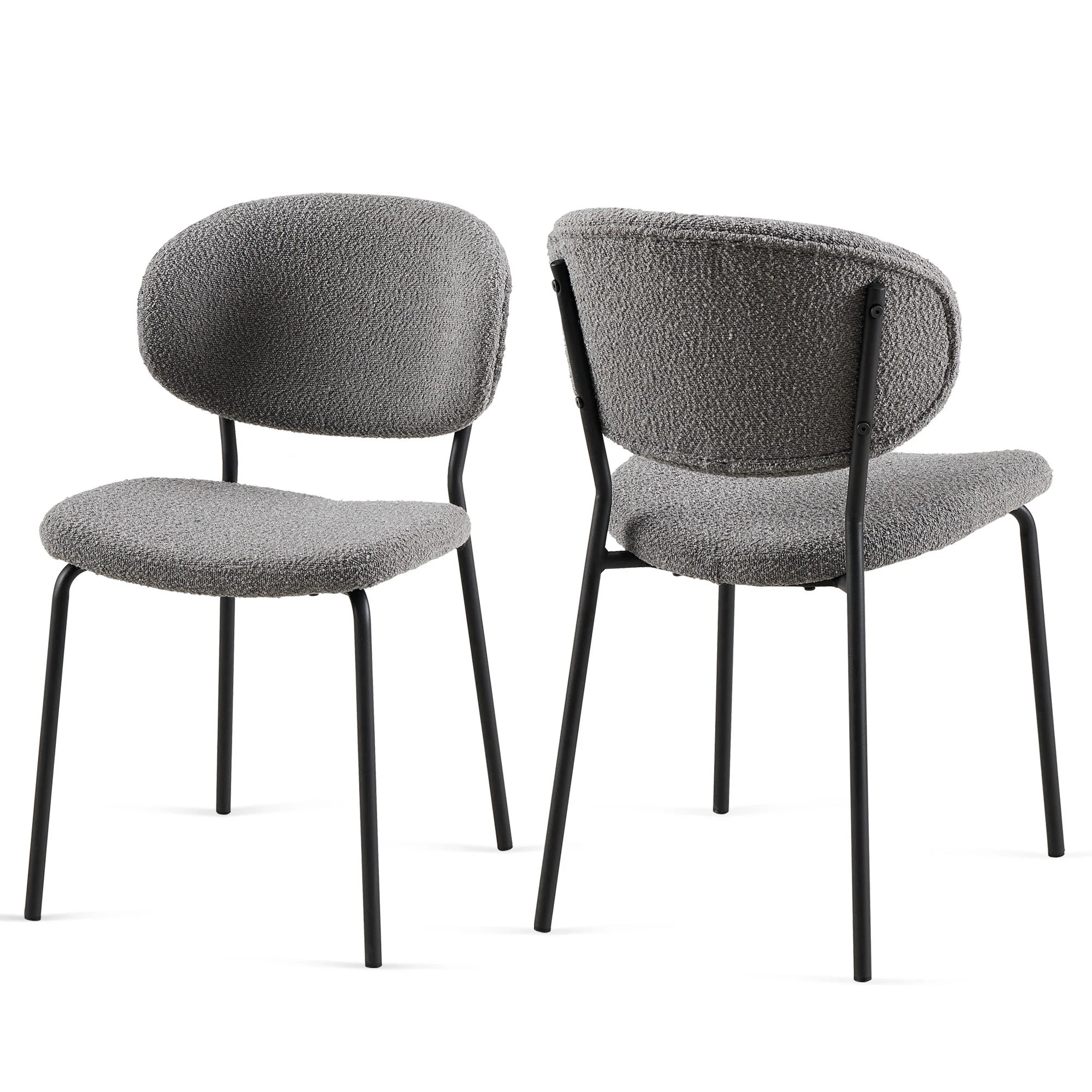 Boucle Dining Chairs, Dining Chairs With Metal Legs For Dining Room, Kitchen, Living Room - Image 3