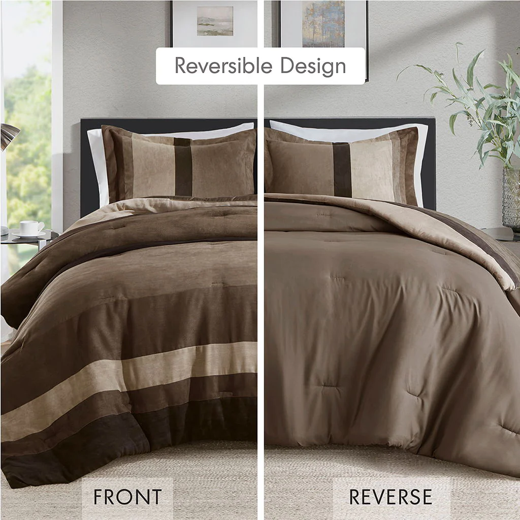 Boulder Stripe - Full/Queen Pieced Comforter Set - Brown - Image 4